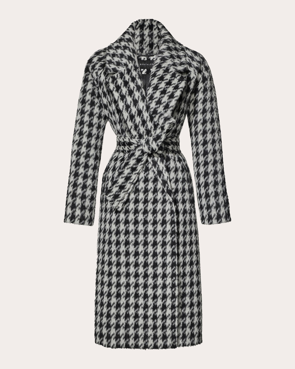 Houndstooth Alpaca Raglan Long Coat