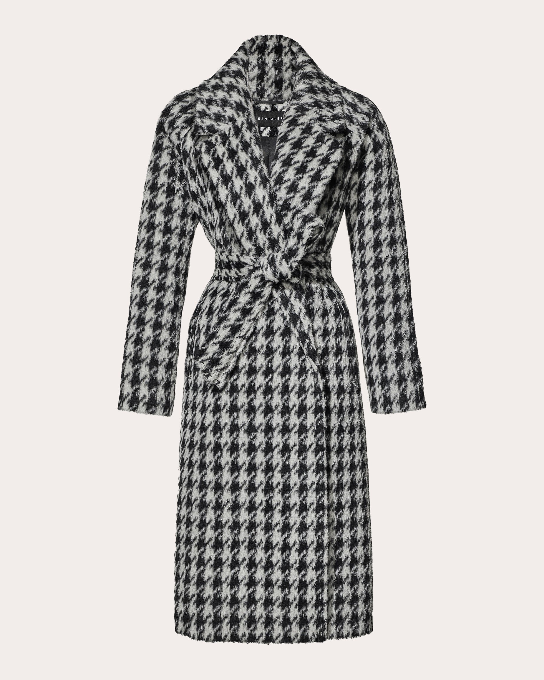Houndstooth Alpaca Raglan Long Coat