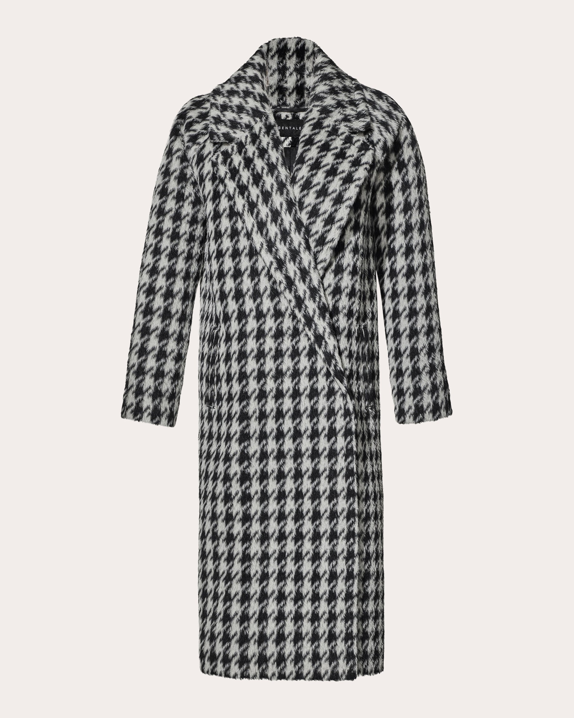Houndstooth Alpaca Raglan Long Coat