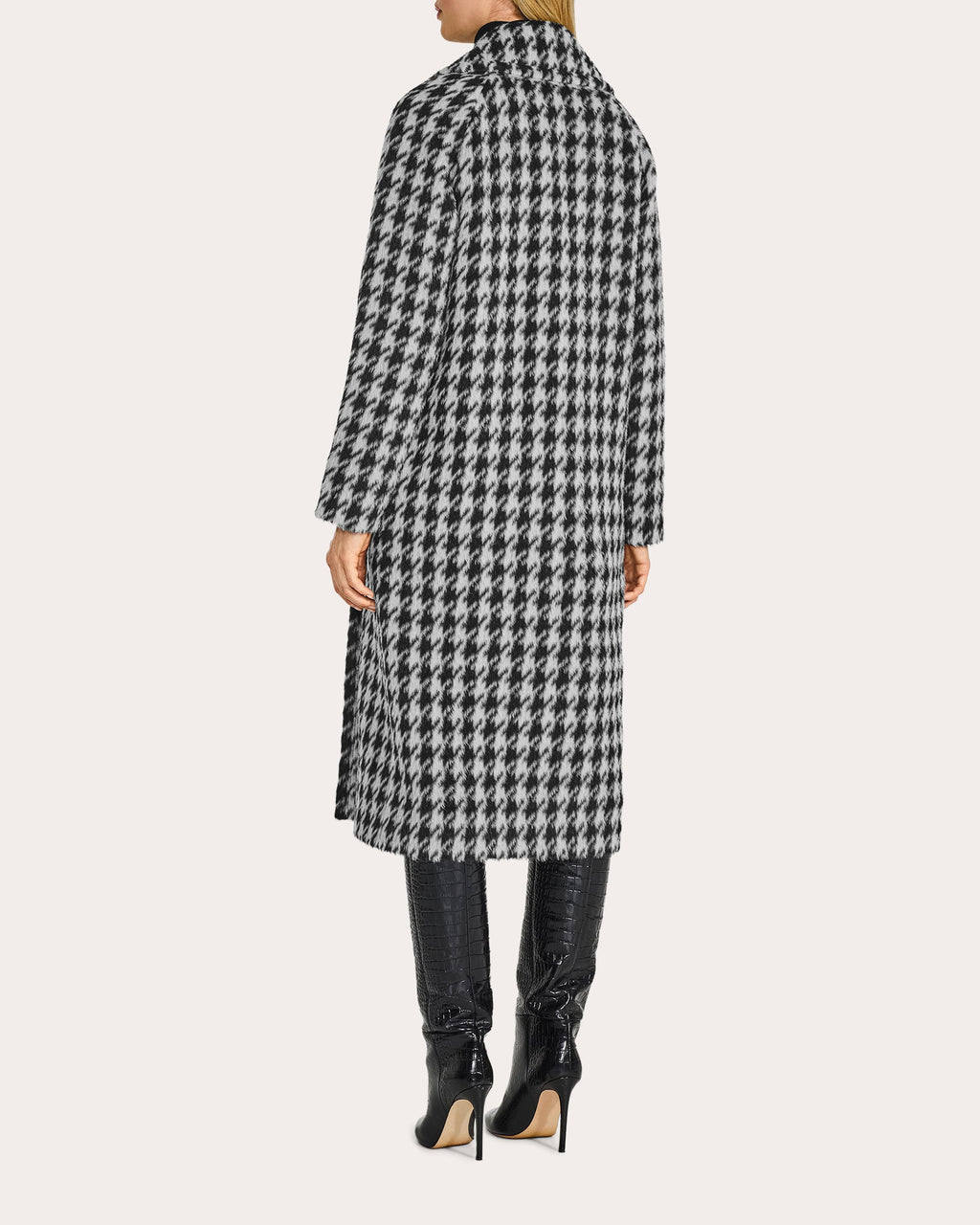 Houndstooth Alpaca Raglan Long Coat