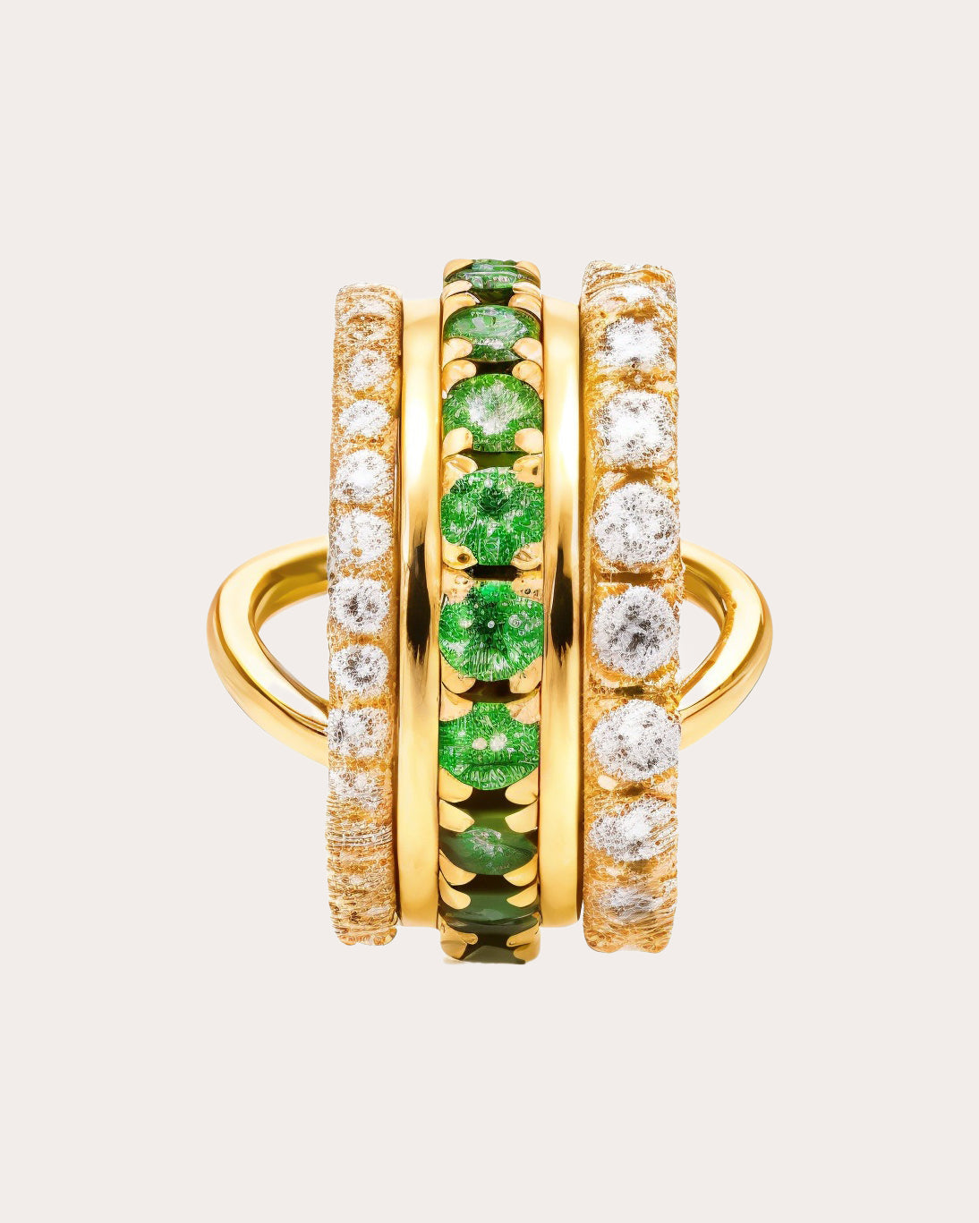 Green Tsavorite & Diamond Ear Cuff