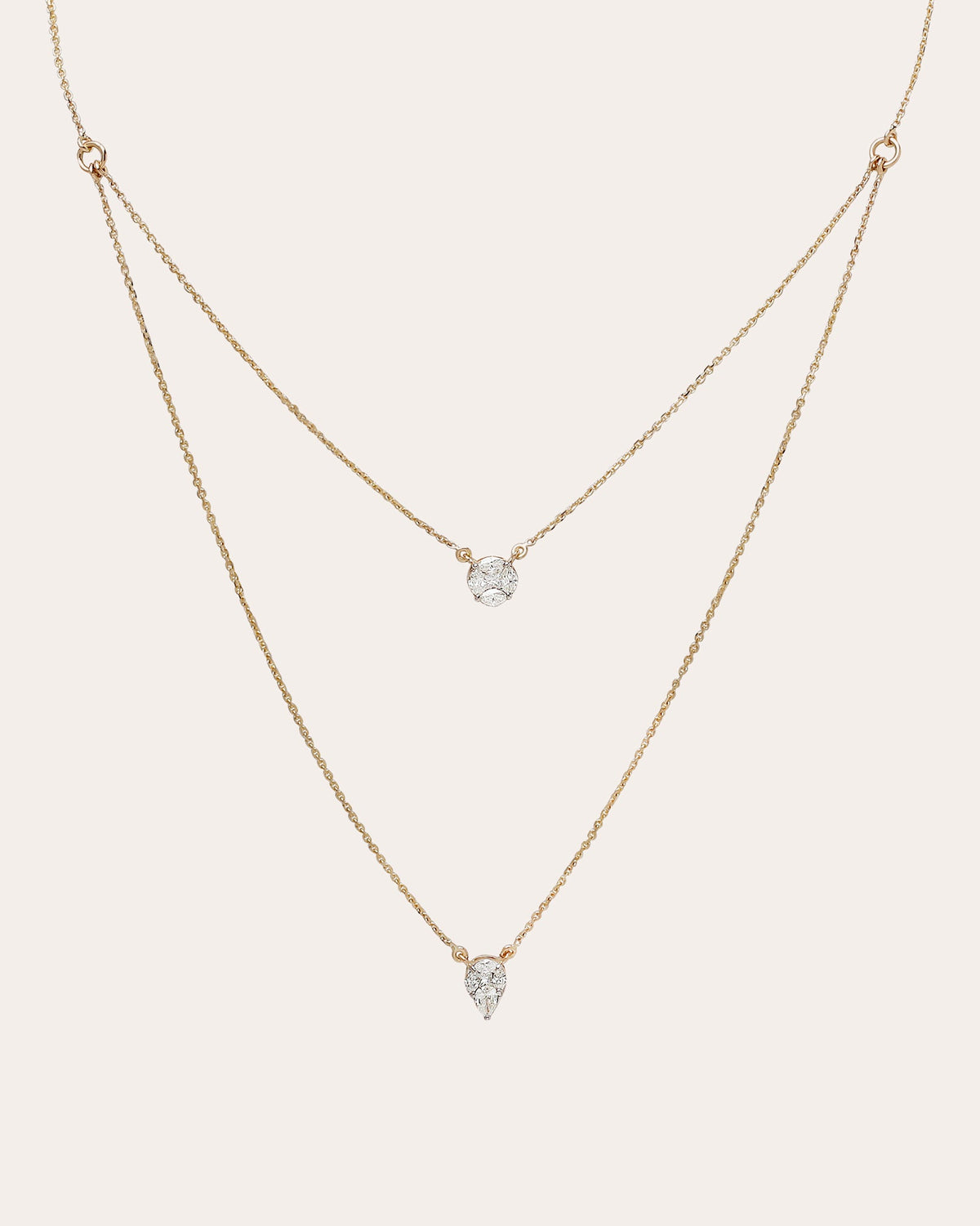 Diamond Illusion Duo Chain Pendant Necklace