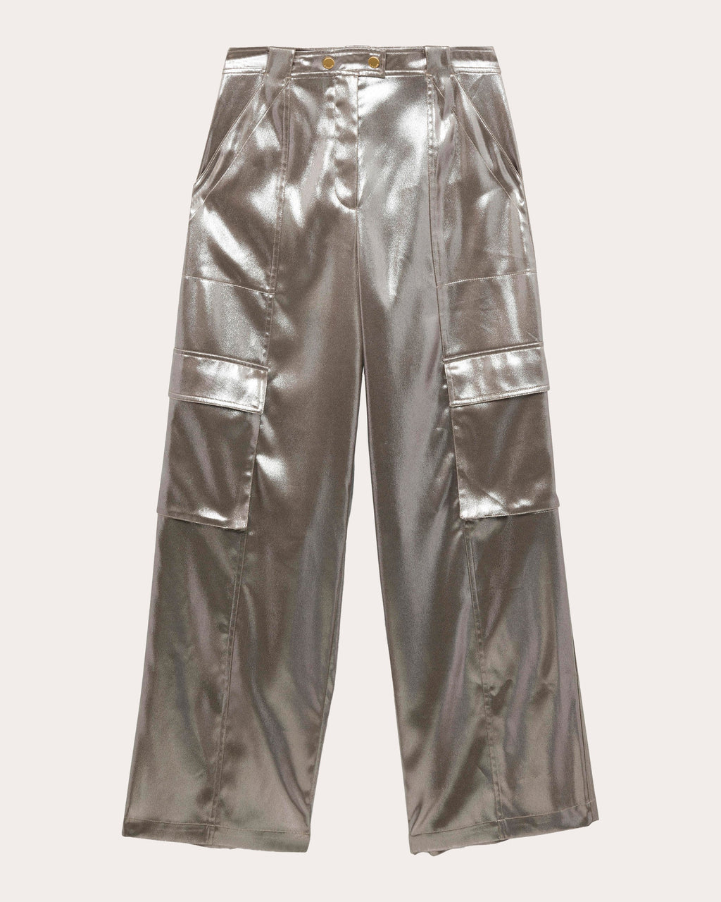 Beatriz Metallic Lamé Wide-Leg Cargo Pants