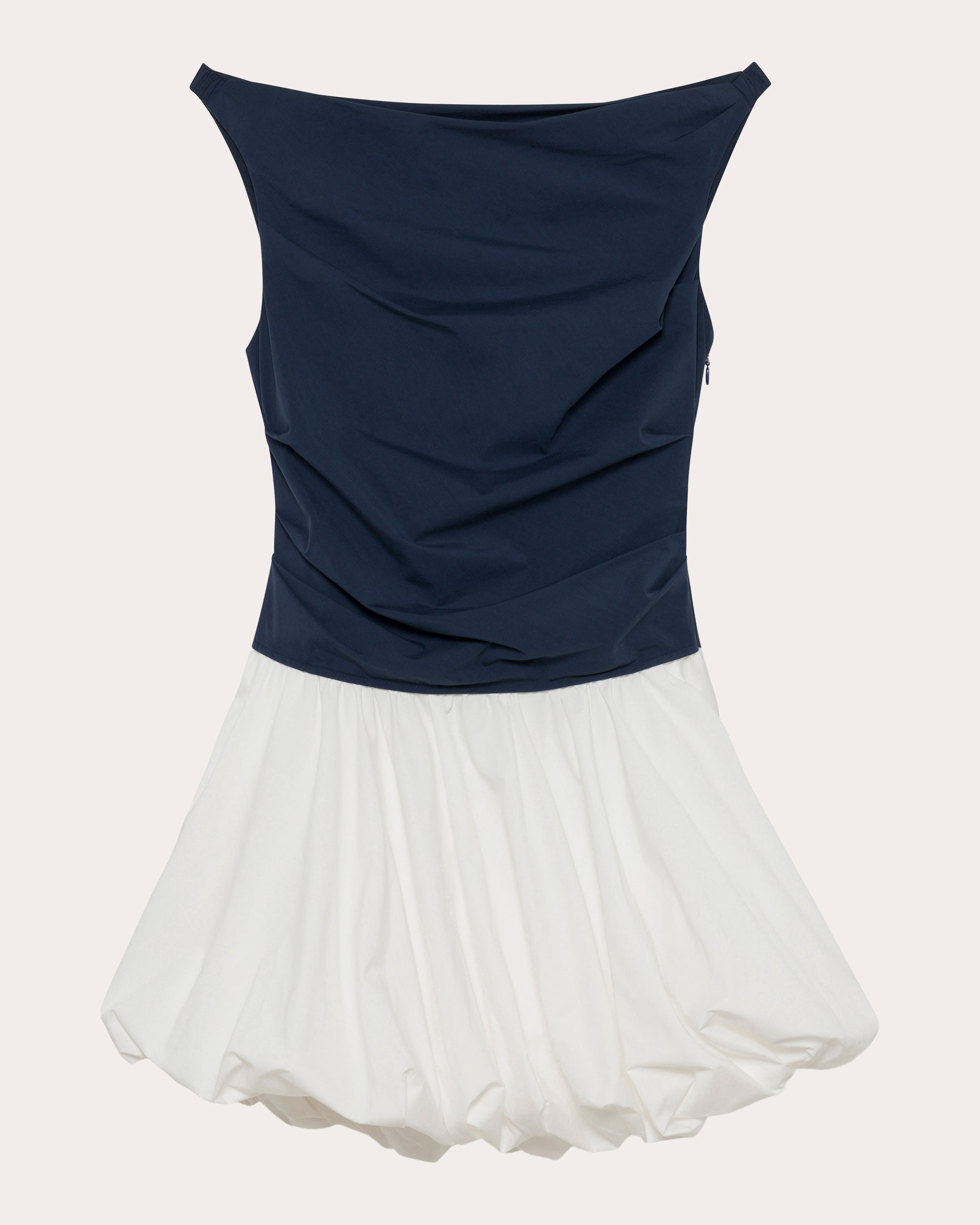 Salina Poplin Boatneck Bubble Mini Dress