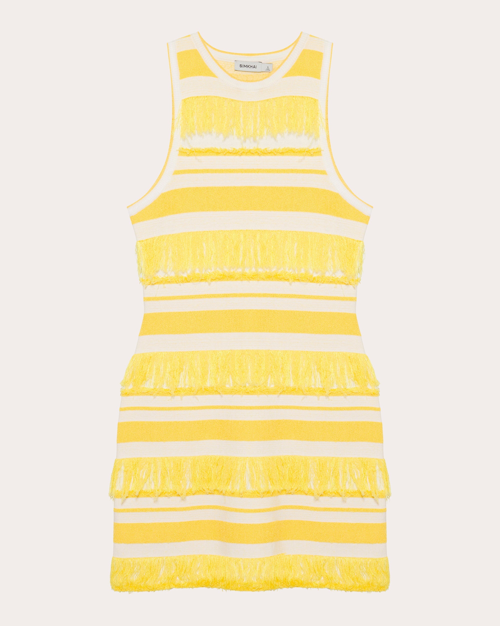 Elly Stripe Knit Fringe Sleeveless Mini Dress