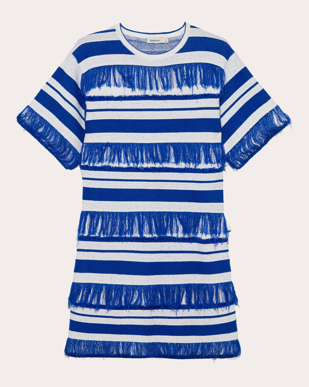 Torrance Stripe Knit Fringe Mini T-Shirt Dress
