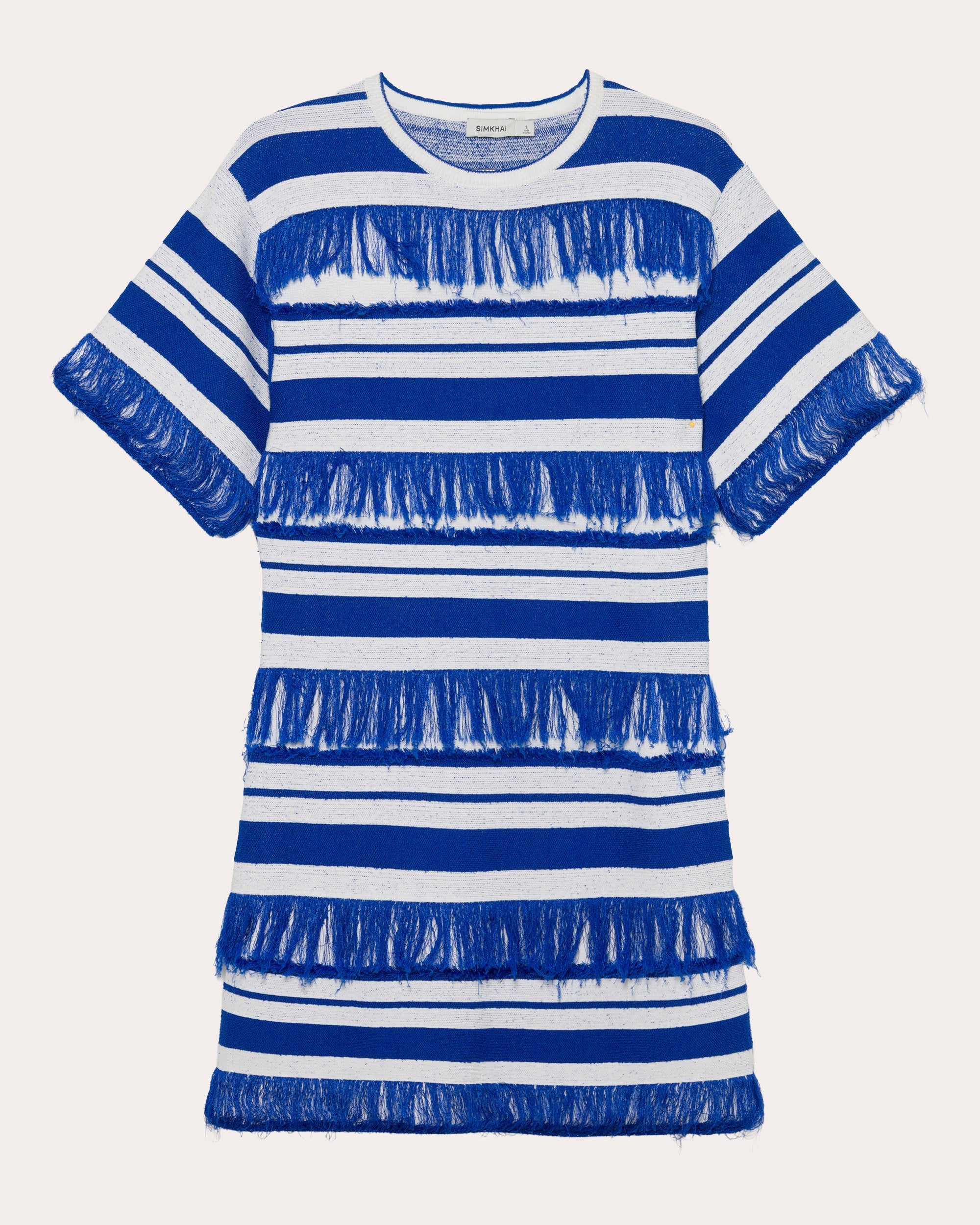 Torrance Stripe Knit Fringe Mini T-Shirt Dress