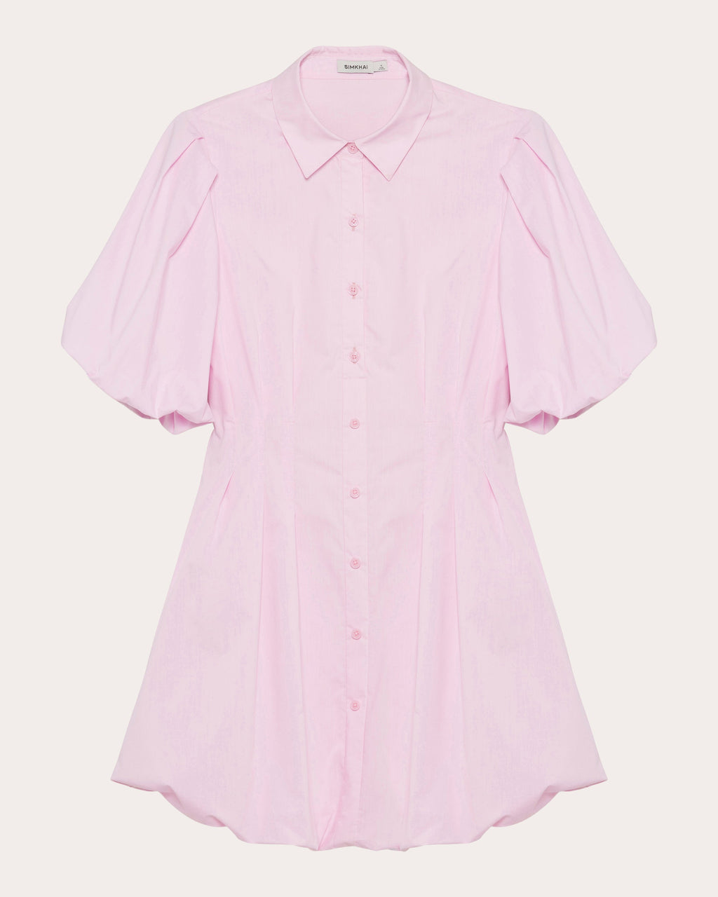 Cleo Poplin Puff-Sleeve Balloon Shirt Dress