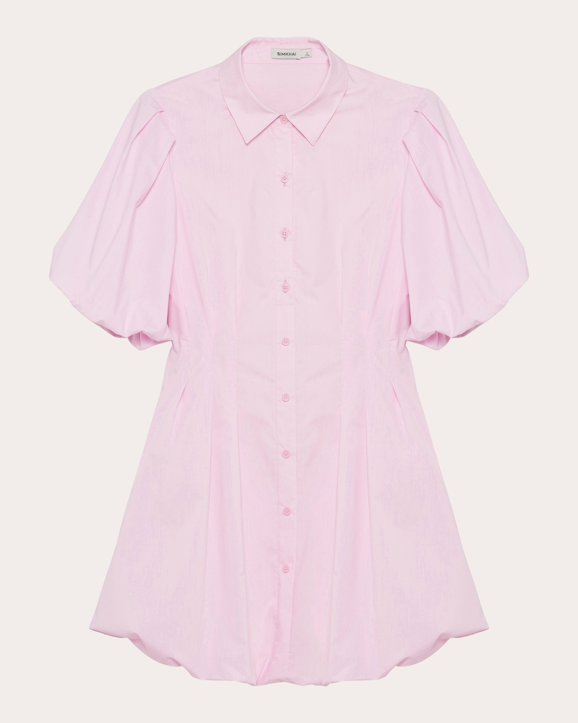 Cleo Poplin Puff-Sleeve Balloon Shirt Dress