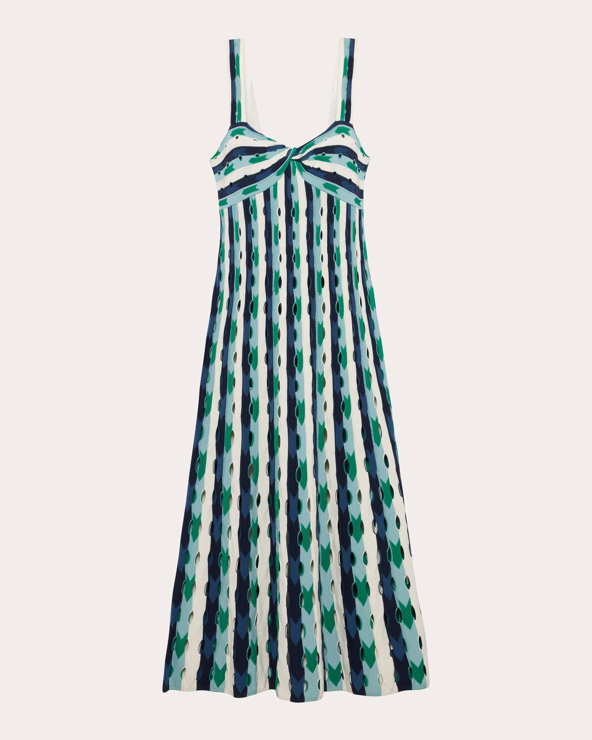 Christina Stripe Eyelet Knit Midi Dress