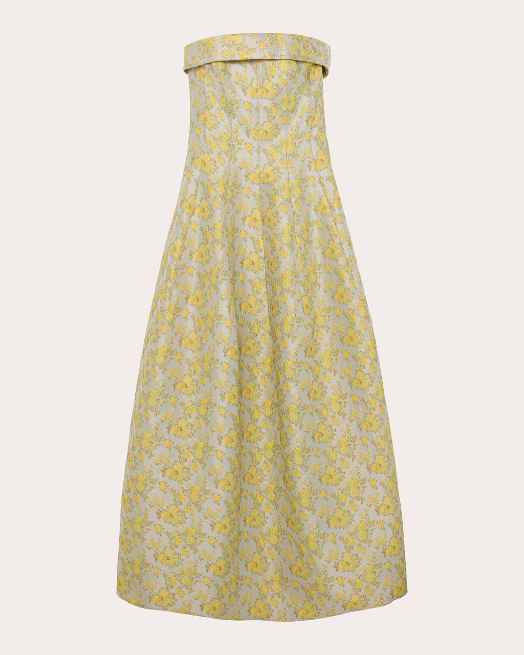Octavia Floral Jacquard Seamed Strapless Gown