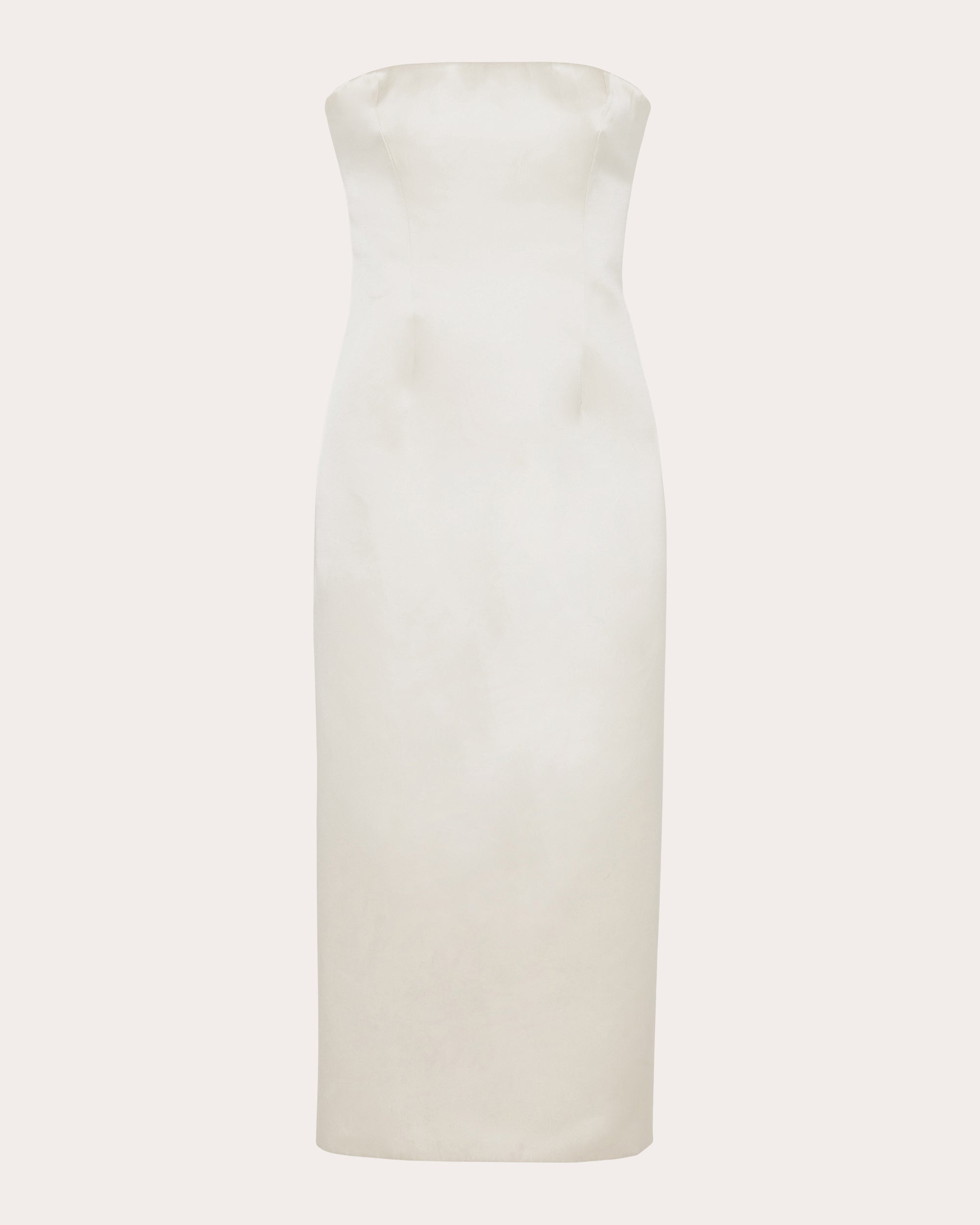 Enid Satin Bustier Strapless Midi Dress