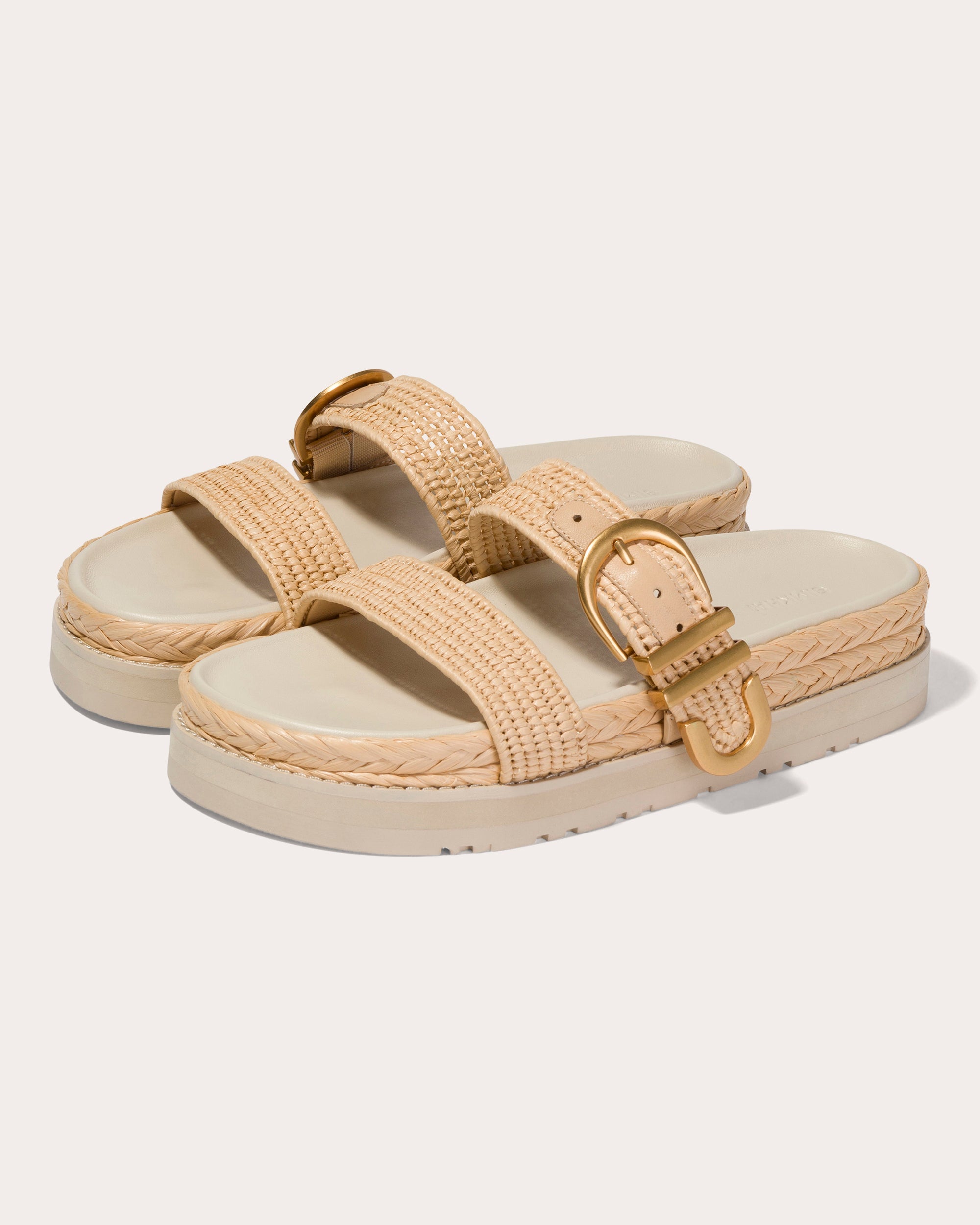 Aida Raffia Buckle Platform Sandal