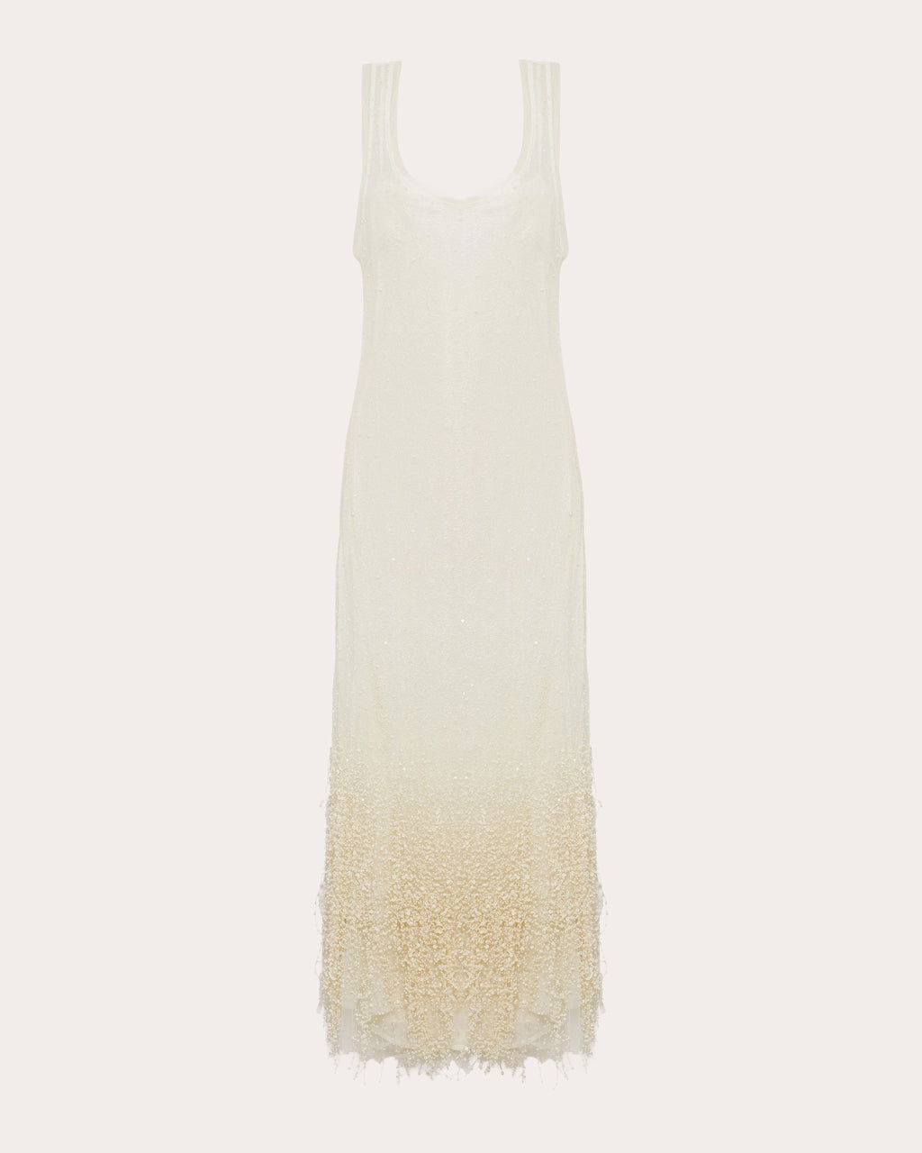 Irisa Beaded Fringe Lace Sleeveless Midi Dress