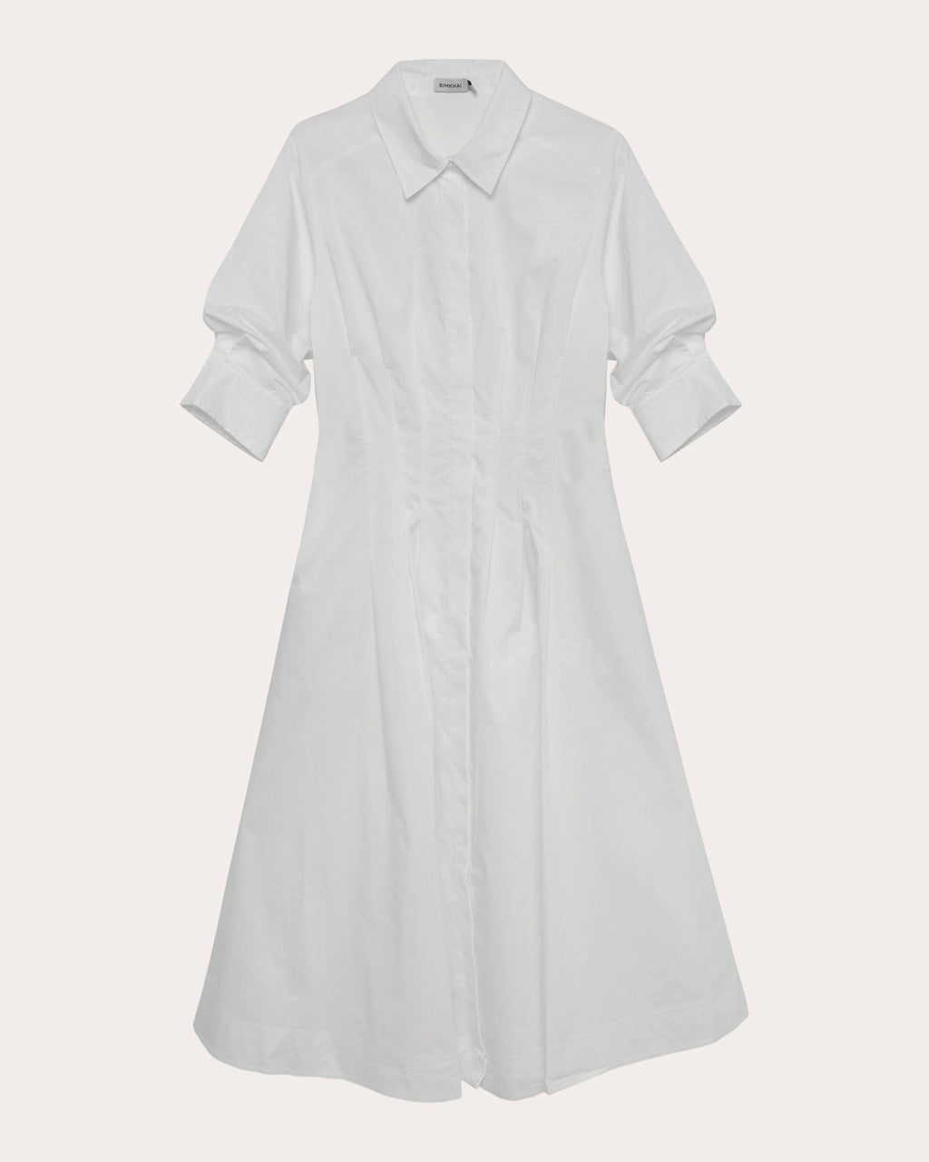 Jazz Pleated Poplin Midi Shirt Dress