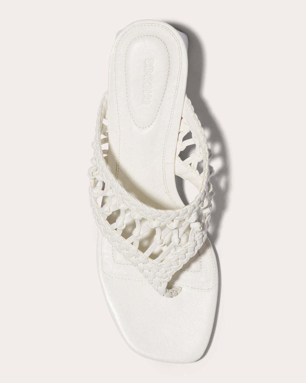 Alia Woven Leather Block-Heel Sandal