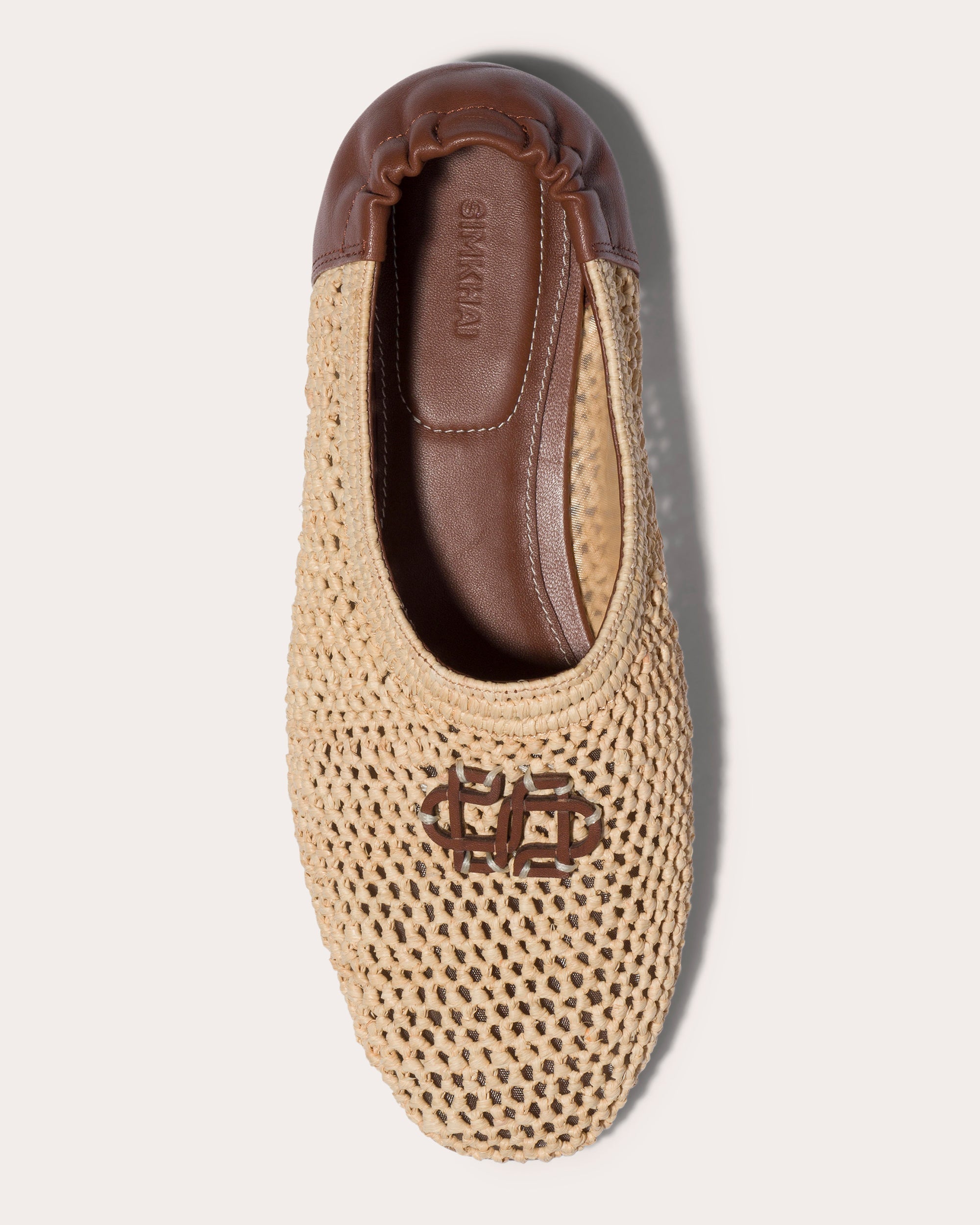 Eden Monogram Raffia Ballet Flat