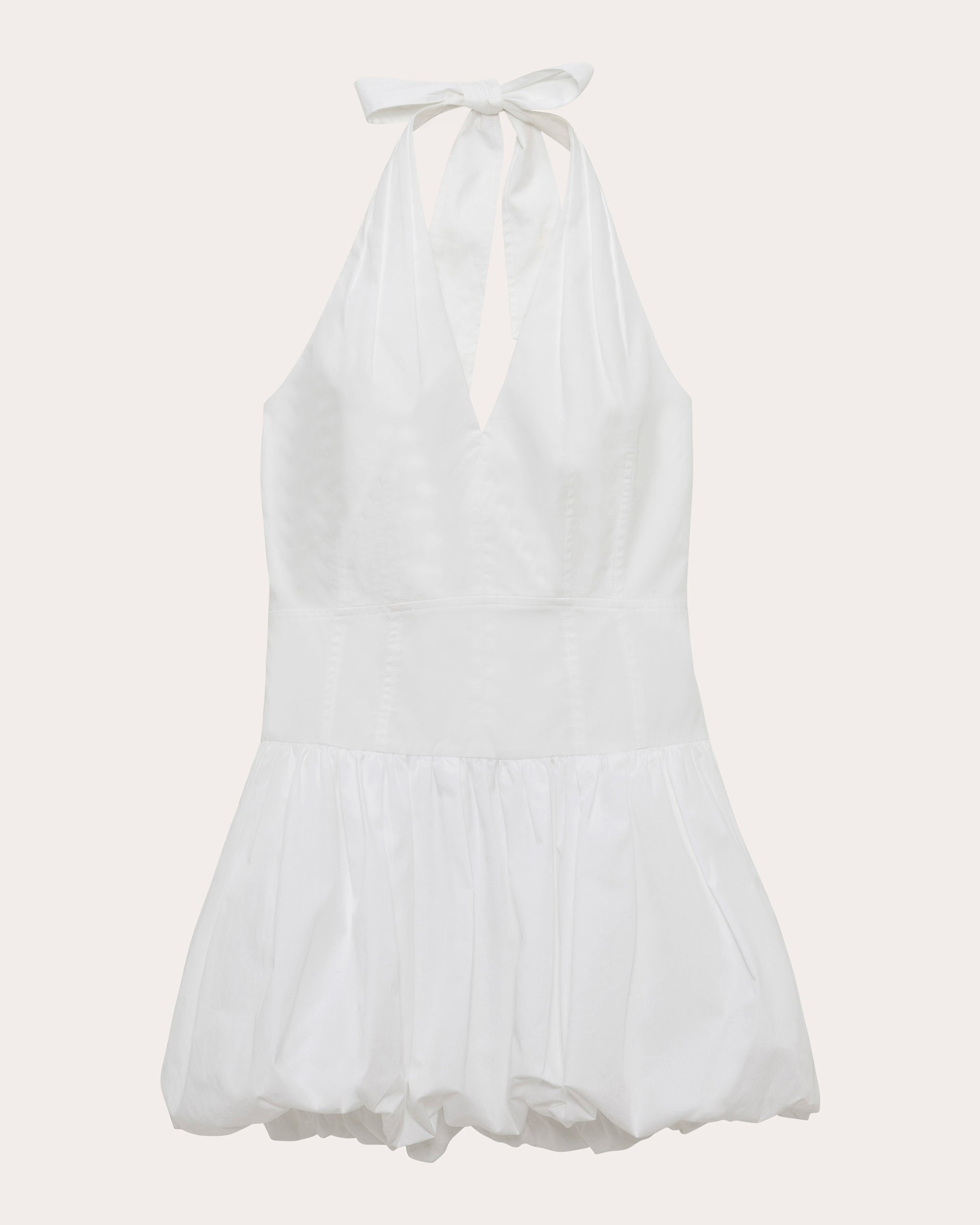 Brooke Poplin Bubble-Hem Halter Mini Dress