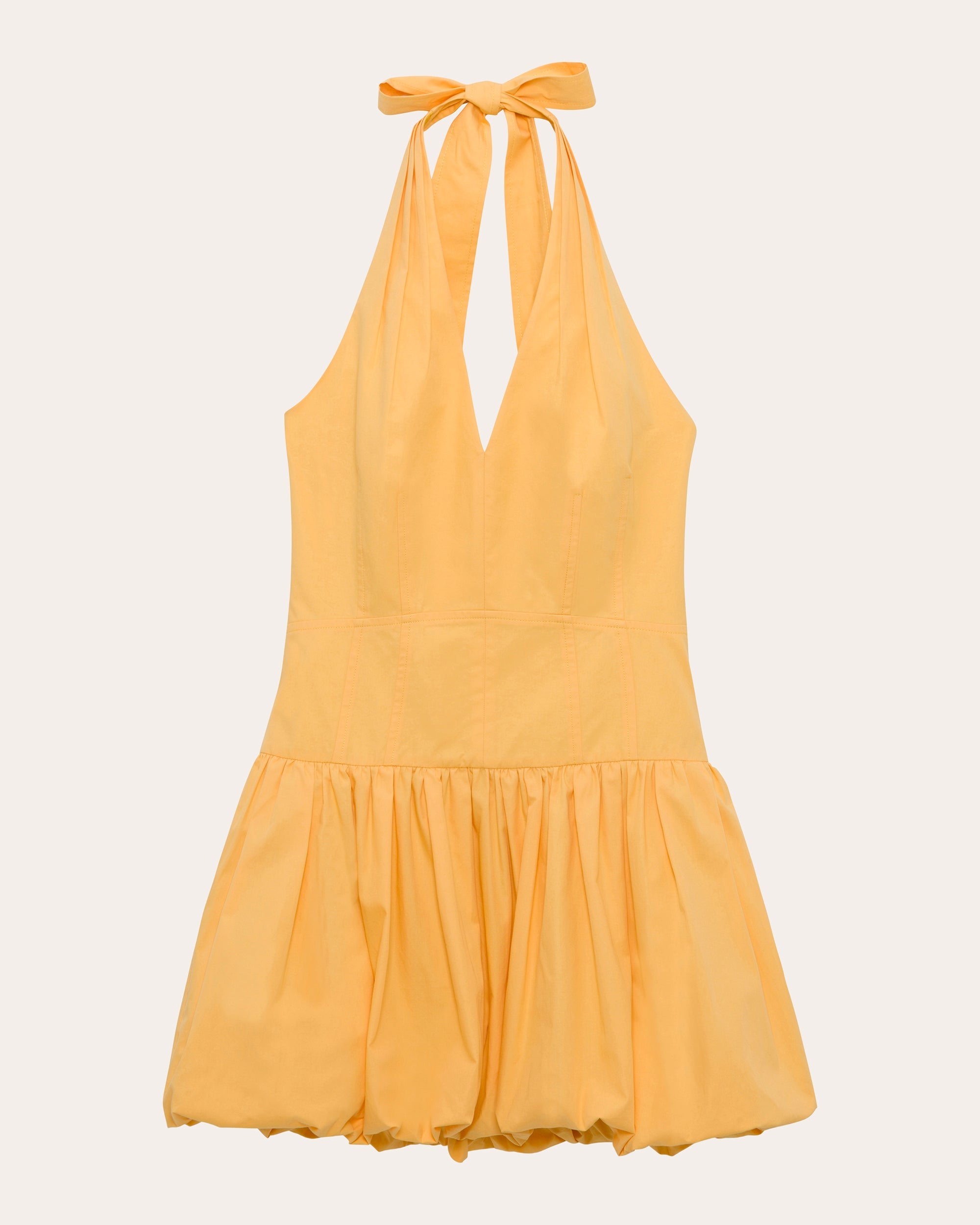 Brooke Poplin Bubble-Hem Halter Mini Dress