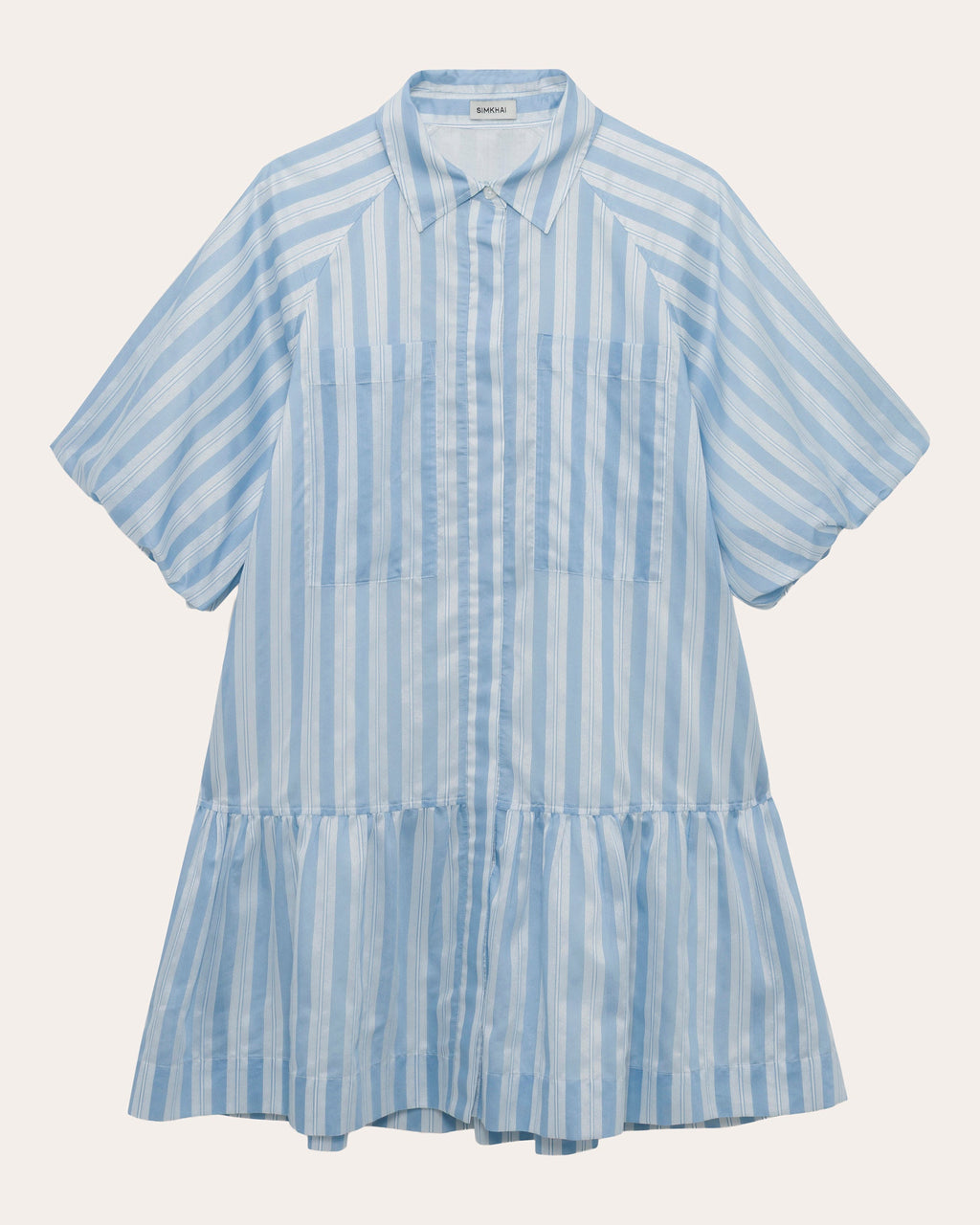 Crissy Satin Stripe Drop-Waist Shirt Dress