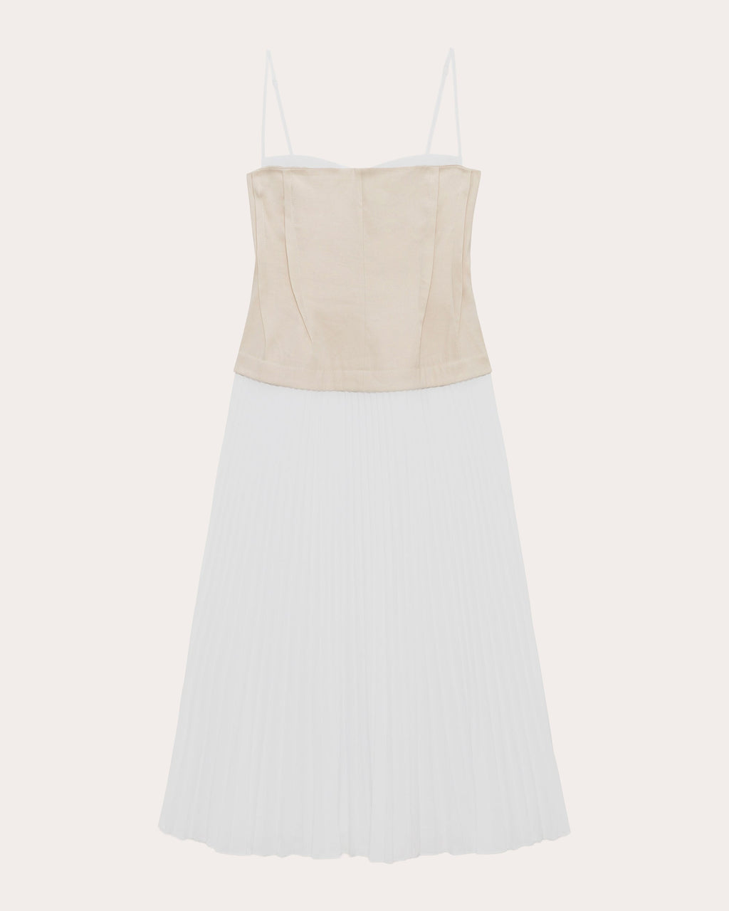 Duval Linen Poplin Combo Bustier Midi Dress