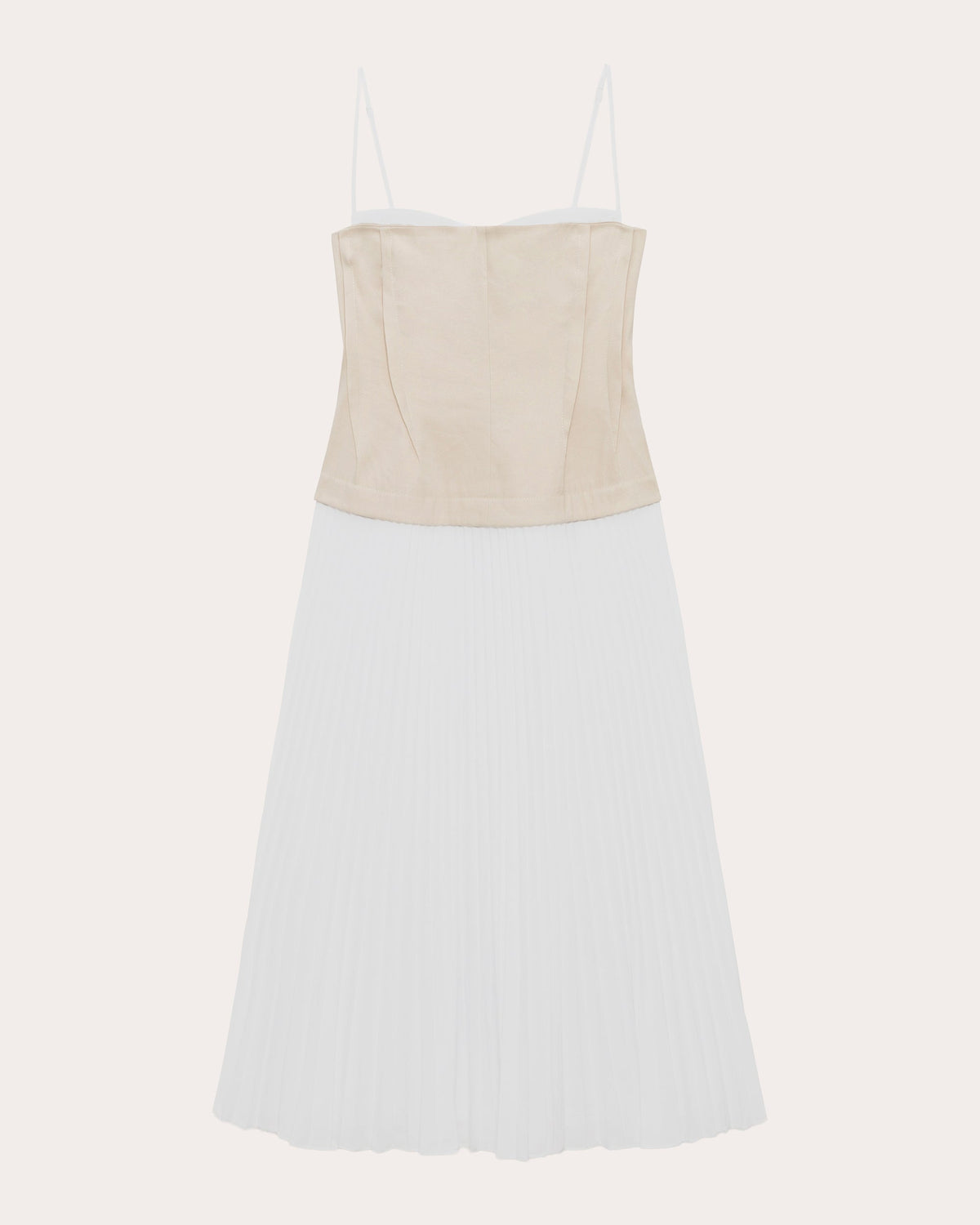 Duval Linen Poplin Combo Bustier Midi Dress