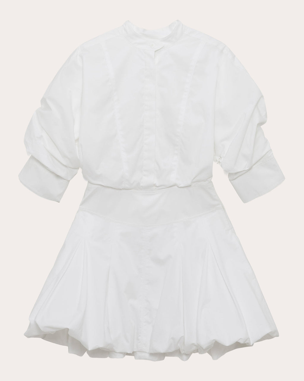 Effie Poplin Bubble-Hem Mini Shirt Dress