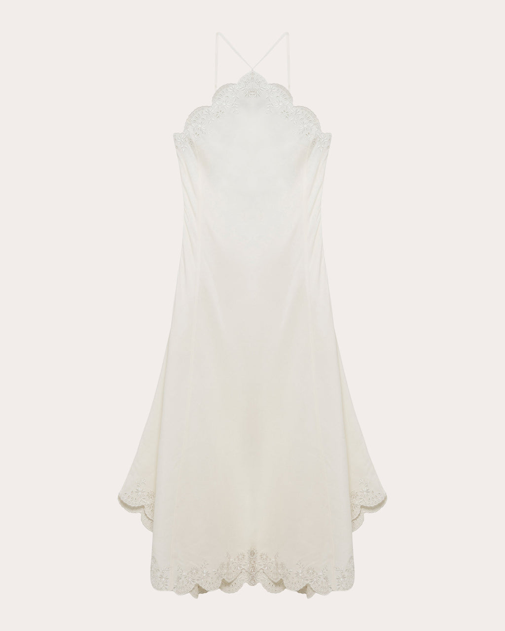 Gillian Embroidered Linen Halter Midi Dress