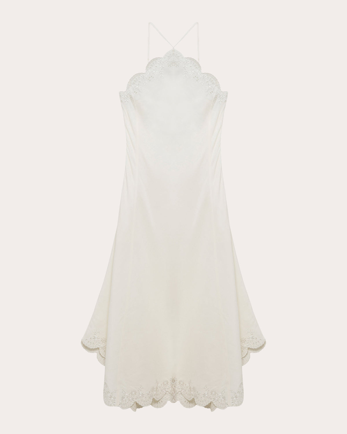 Gillian Embroidered Linen Halter Midi Dress