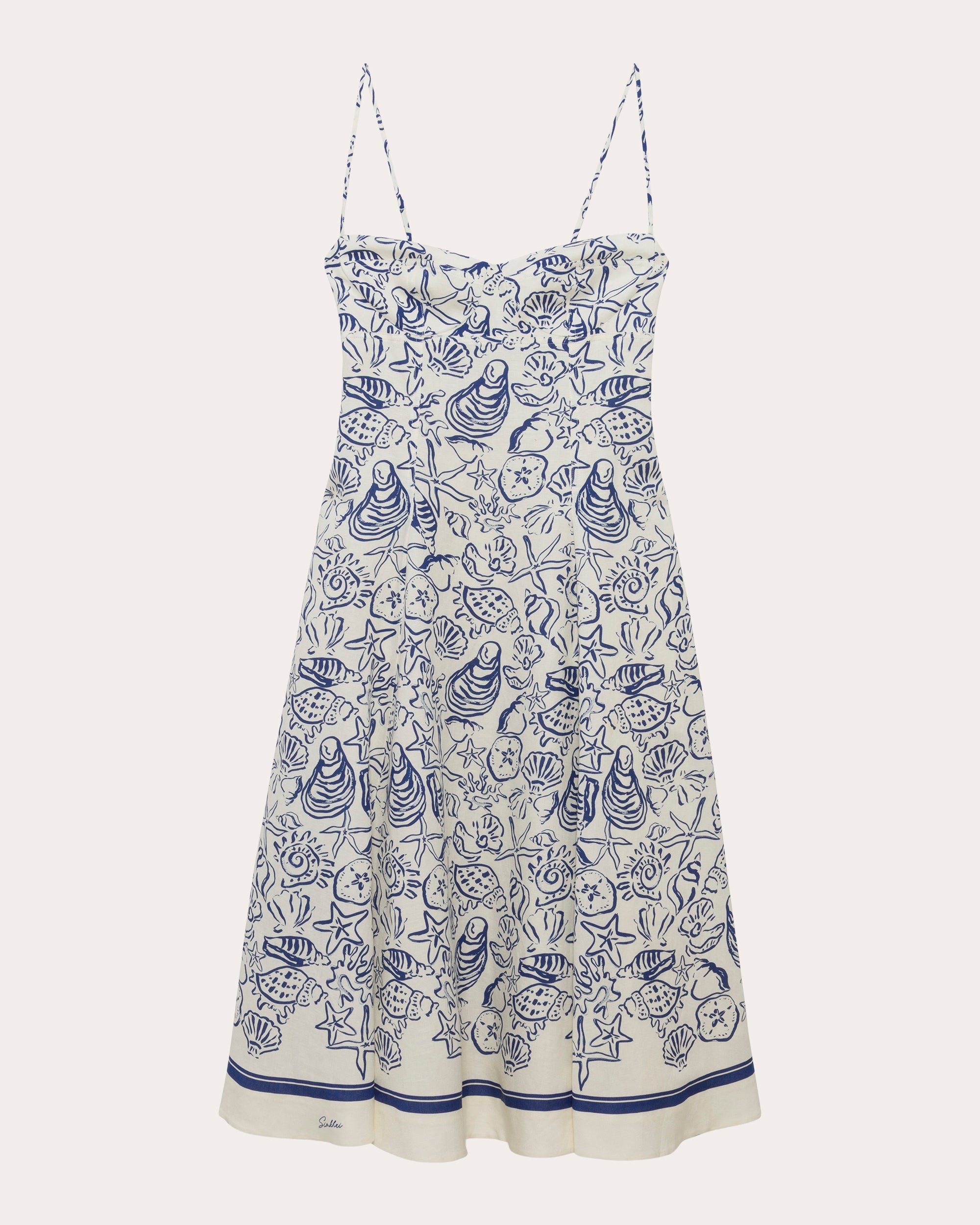 Analise Seashell Linen Bustier Midi Dress