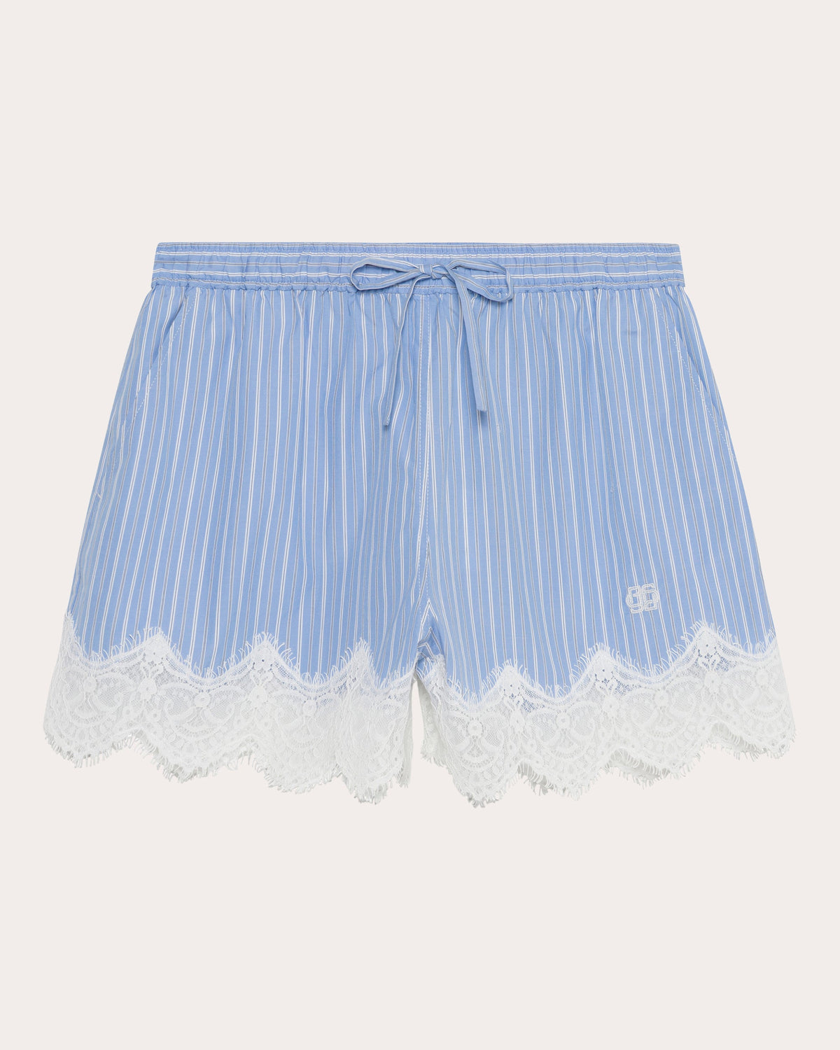 Emmie Stripe Poplin Lace Boxer Shorts