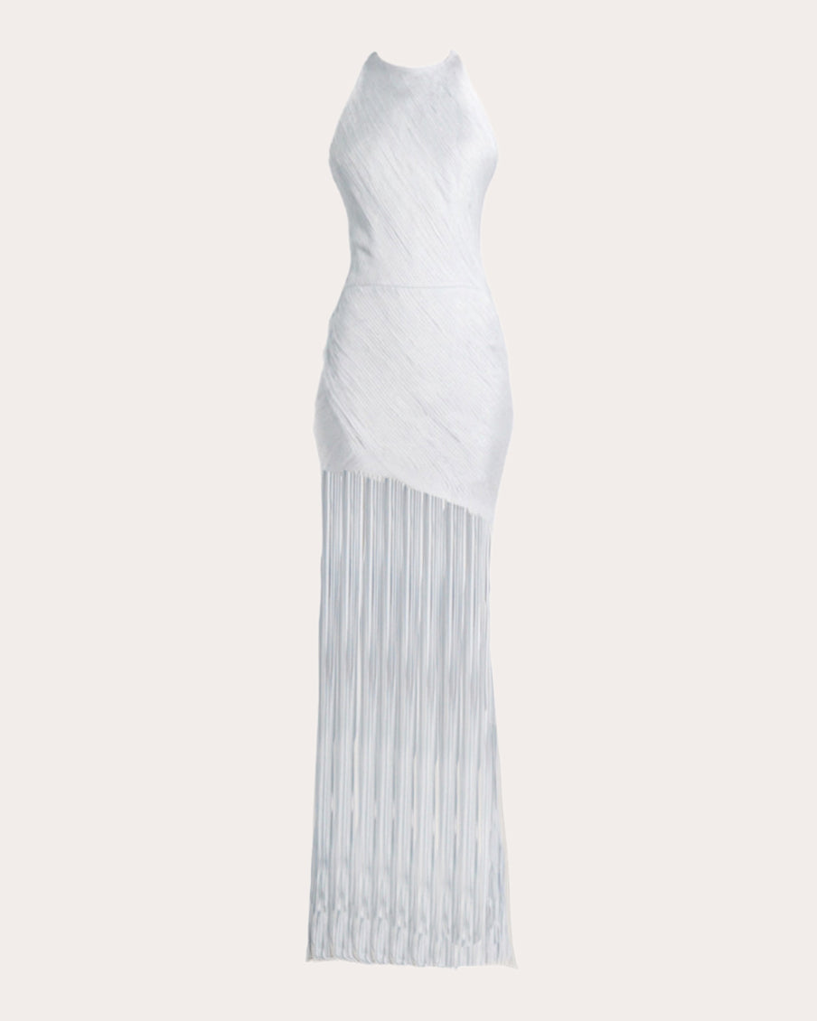 Erys Silk Fringe Draped Gown