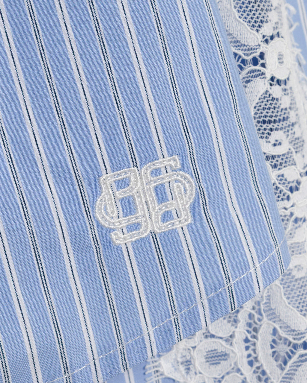 Renata Stripe Poplin Lace Crop Button-Up