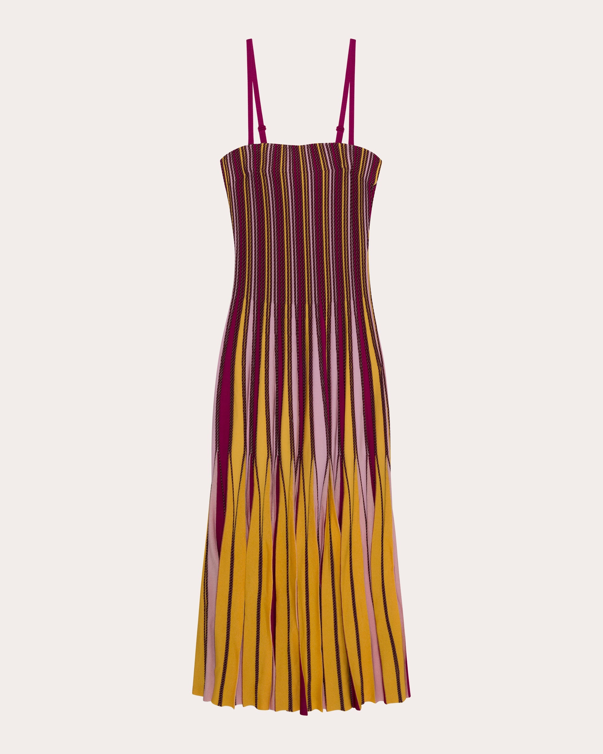 Soleil Stripe Knit Pleated Midi Dress