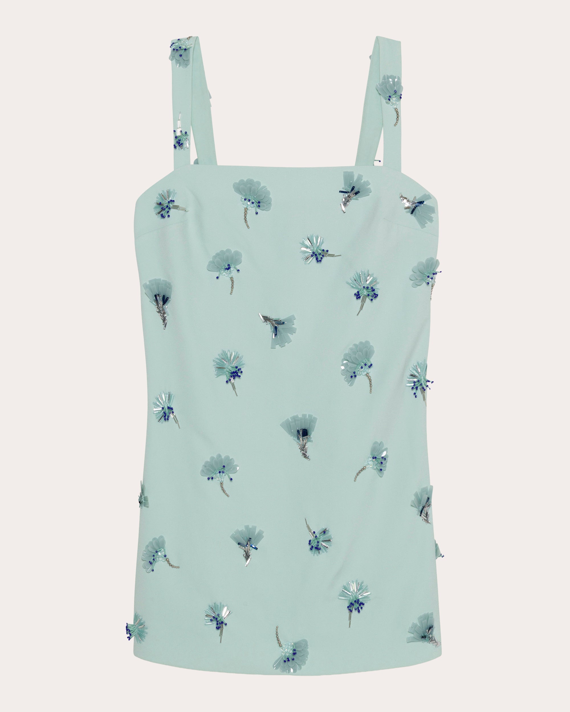 Ella Beaded Floral Paillette Crepe Mini Dress
