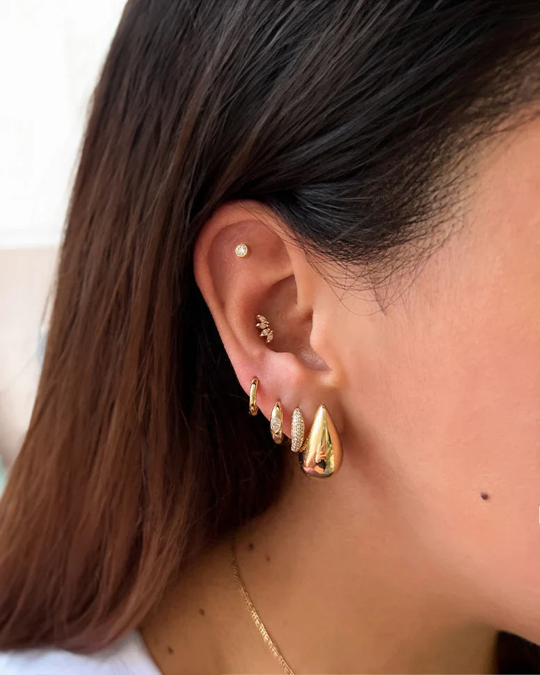 Diamond & 14k Gold Bezel Stud Earrings