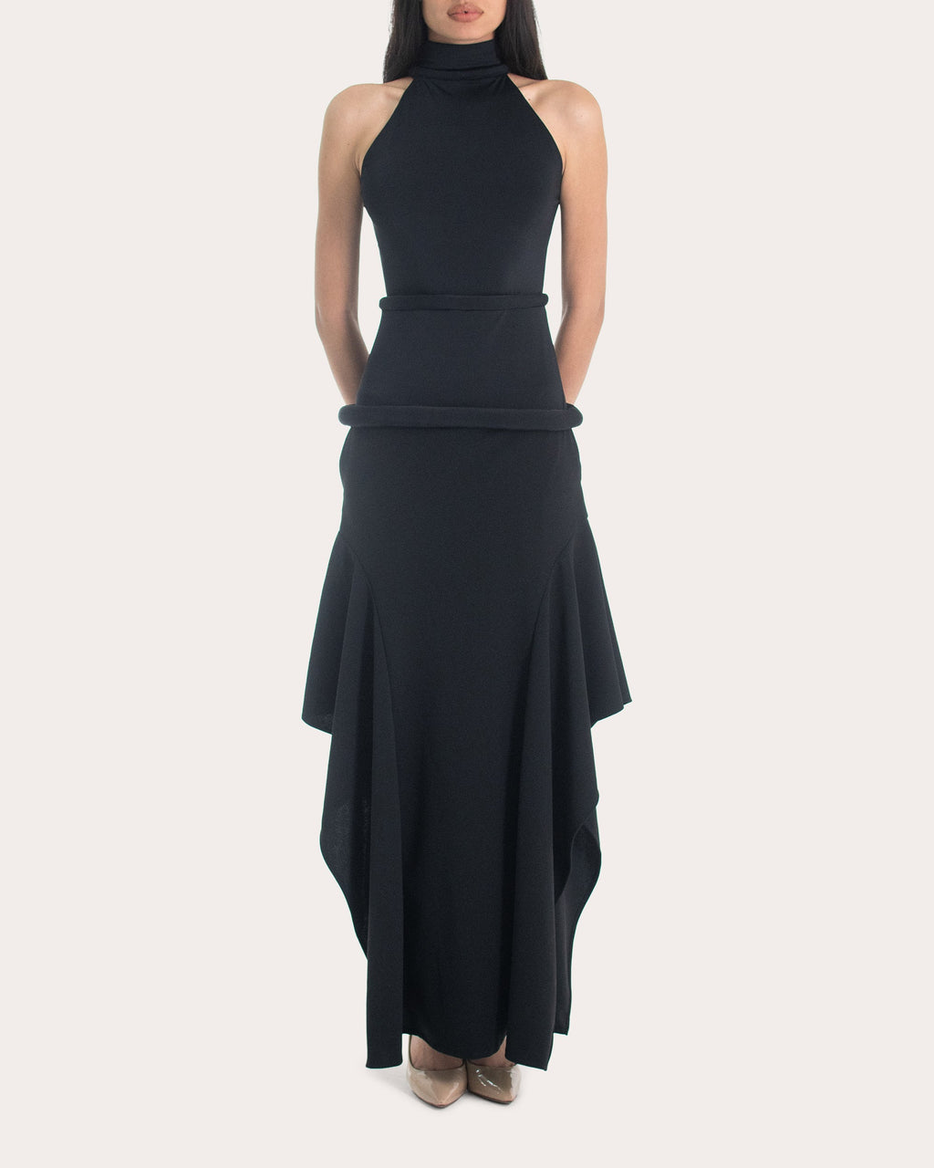 Carmen Scuba Knit Draped Maxi Skirt