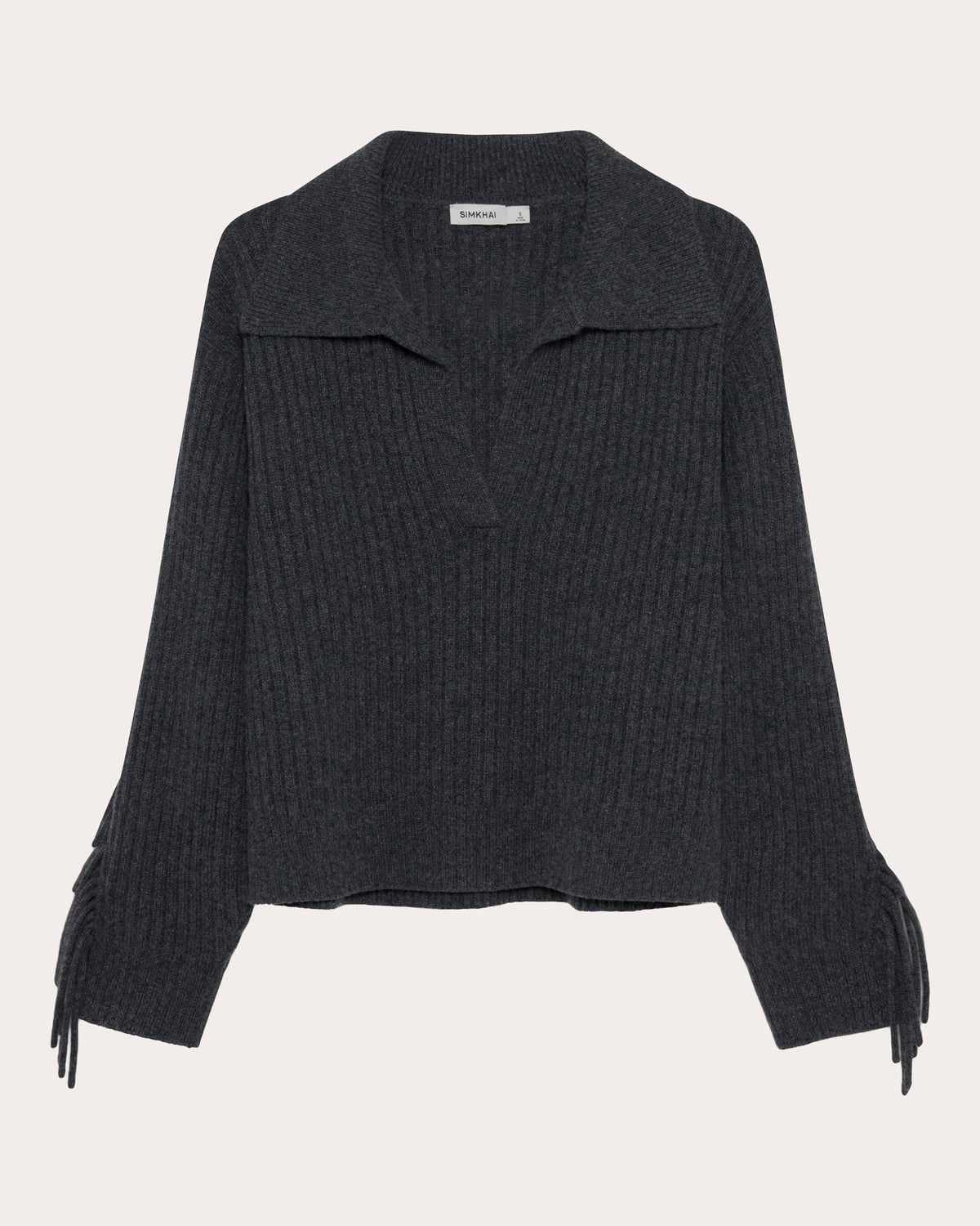 Natalia Wool Fringe Polo Sweater