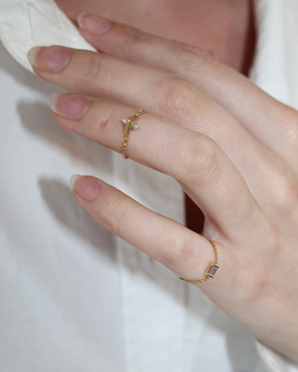 Diamond Mini Tricone Duo Pinky Ring