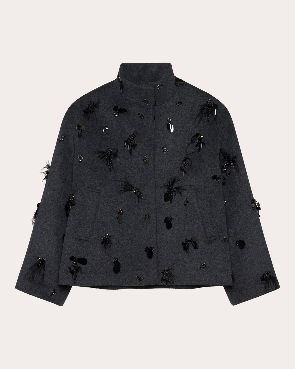 Siena Embellished Wool Funnel Jacket