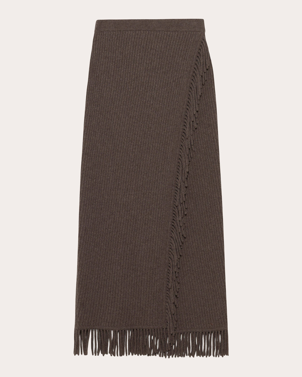 Casey Wool Knit Fringe Midi Skirt