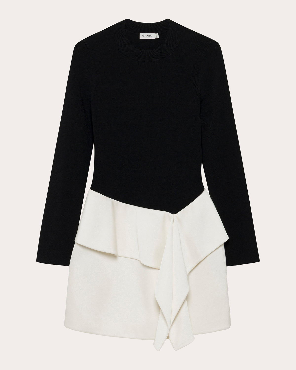Noel Knit Twill Combo Draped Mini Dress