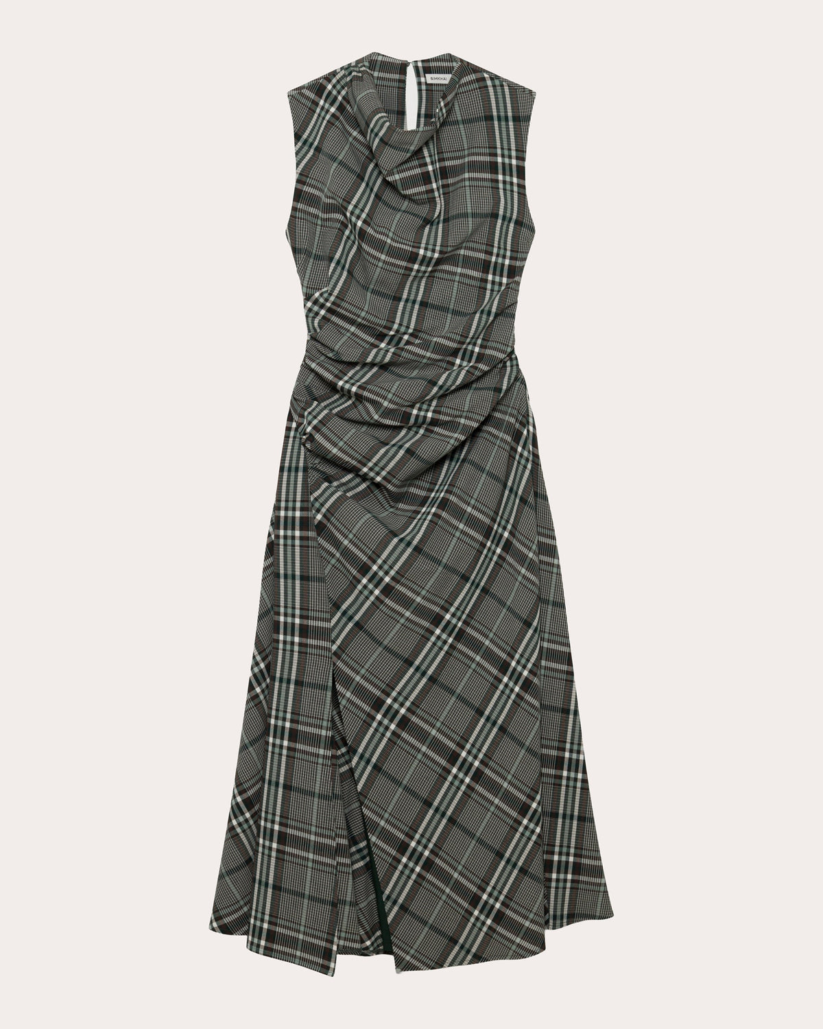Burke Plaid Draped Midi Dress