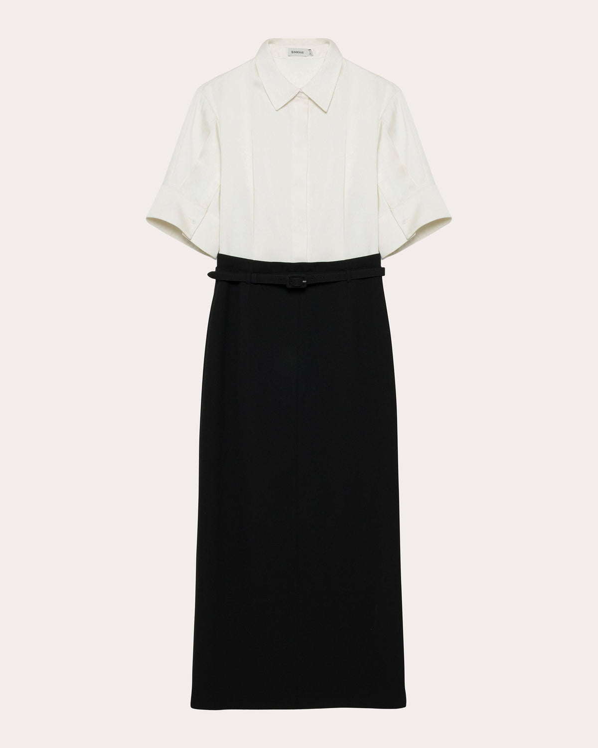 Alvera Twill Combo Midi Shirt Dress
