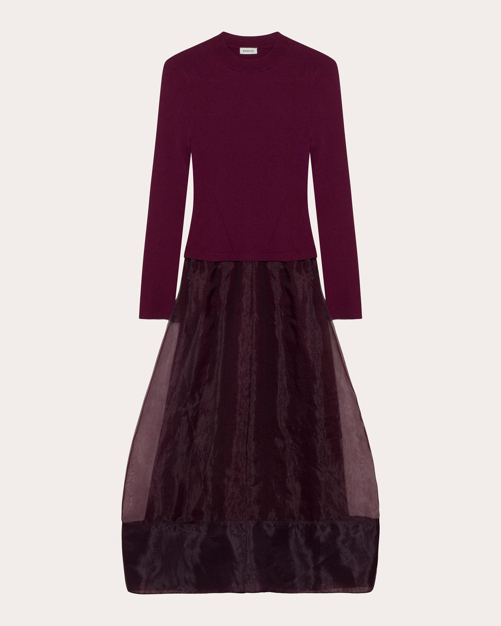 Maril Knit Organza Combo Midi Dress