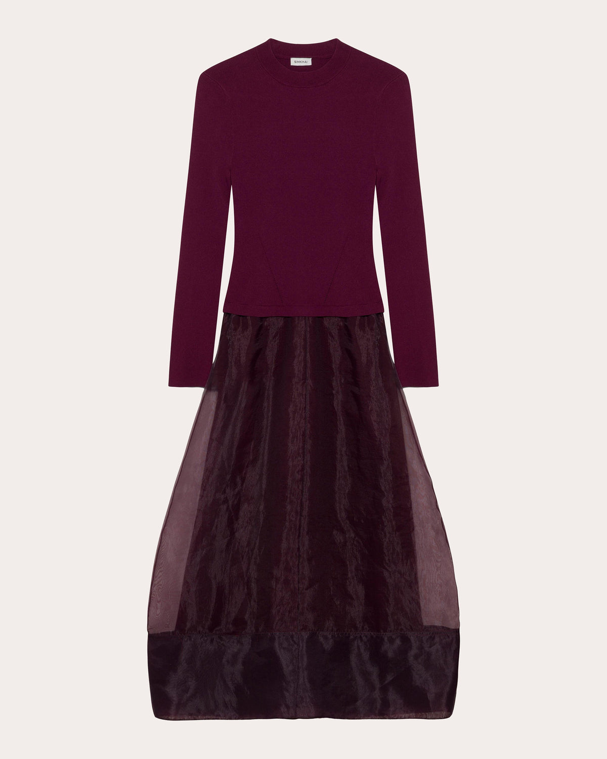Maril Knit Organza Combo Midi Dress