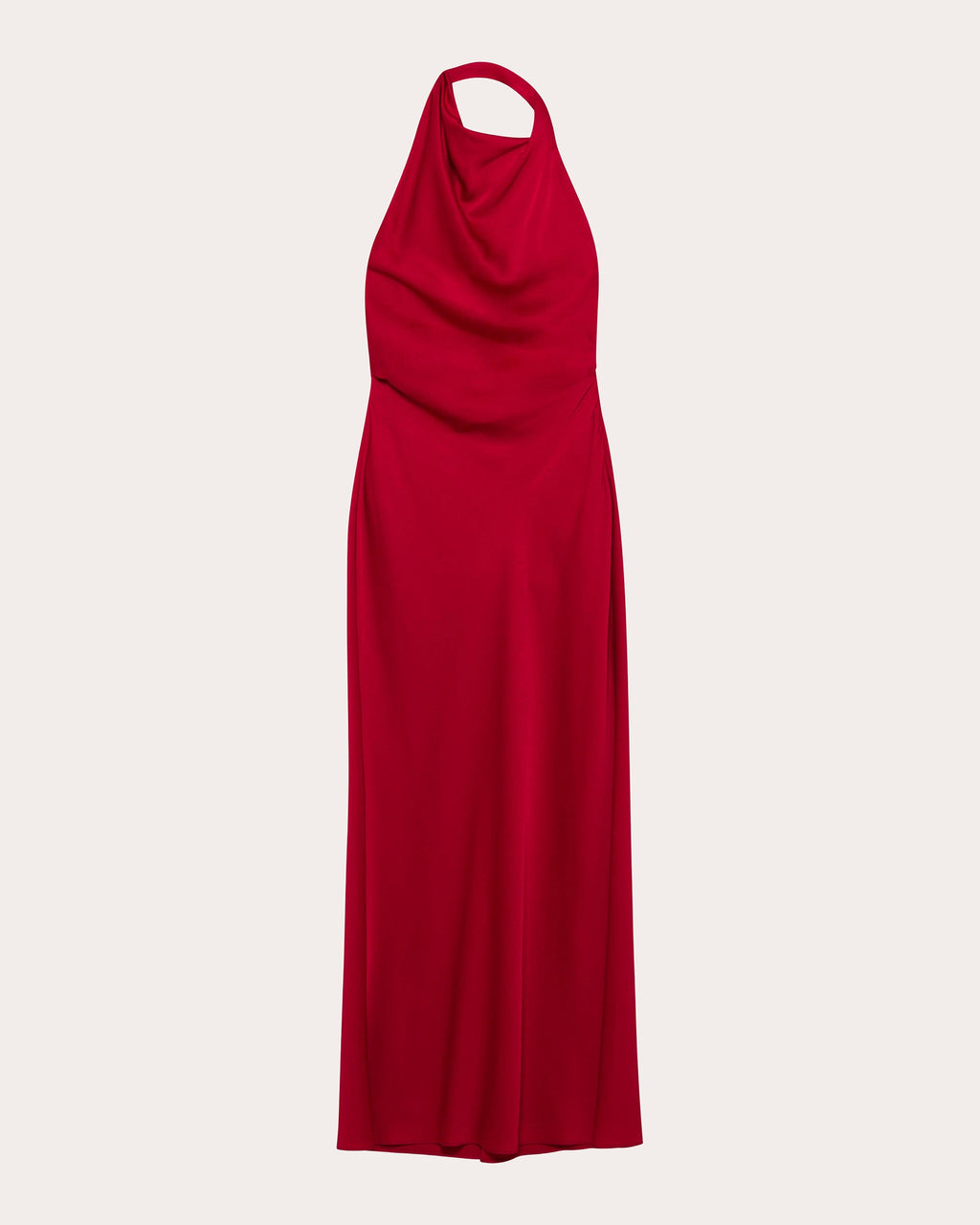 Reannon Satin Draped Halter Gown