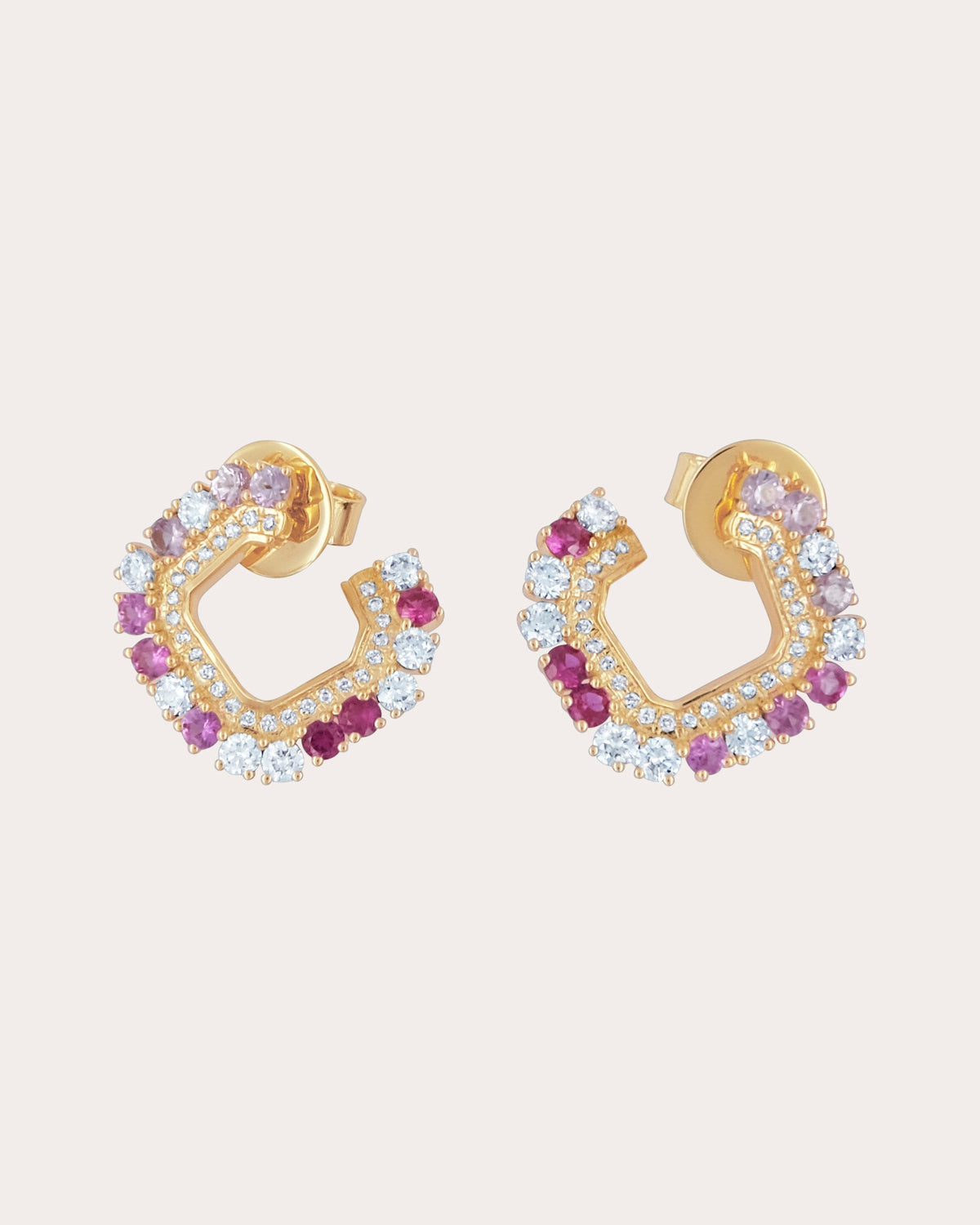 Pink Sapphire Icon Prism Petite Hoop Earrings