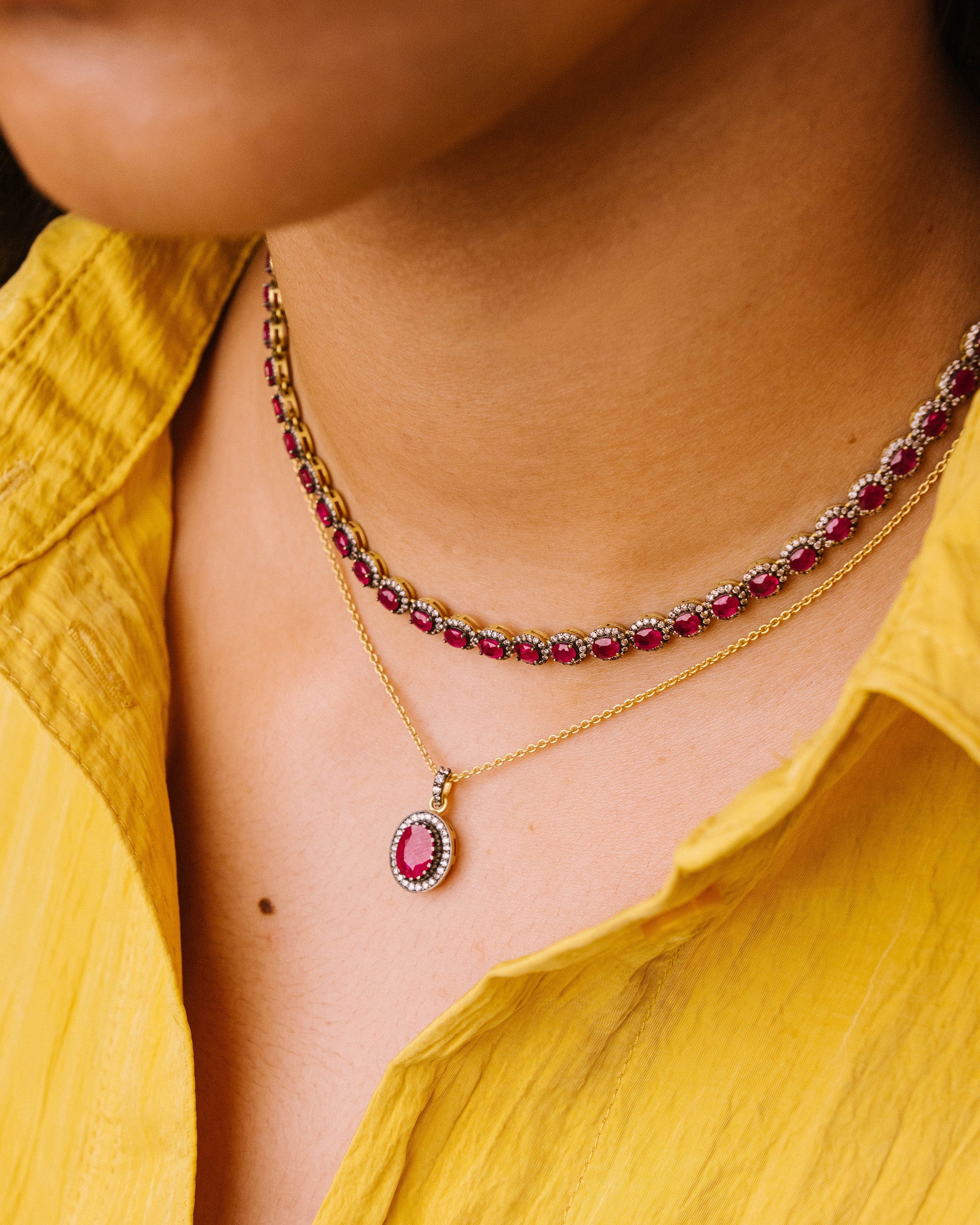 Ruby & 18k Gold Mini Rajasthan Necklace