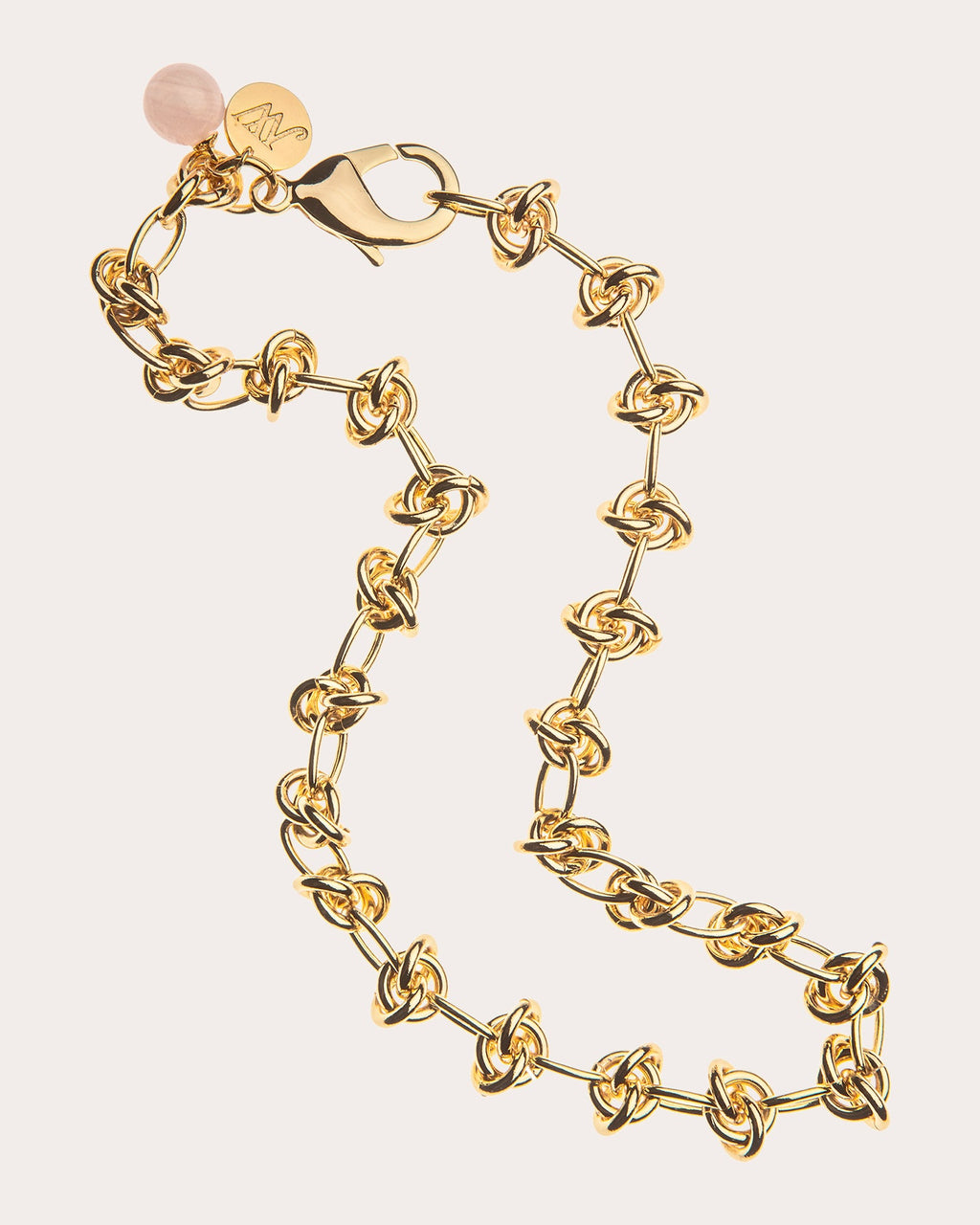 Rose Quartz In a Knot Chain Necklace